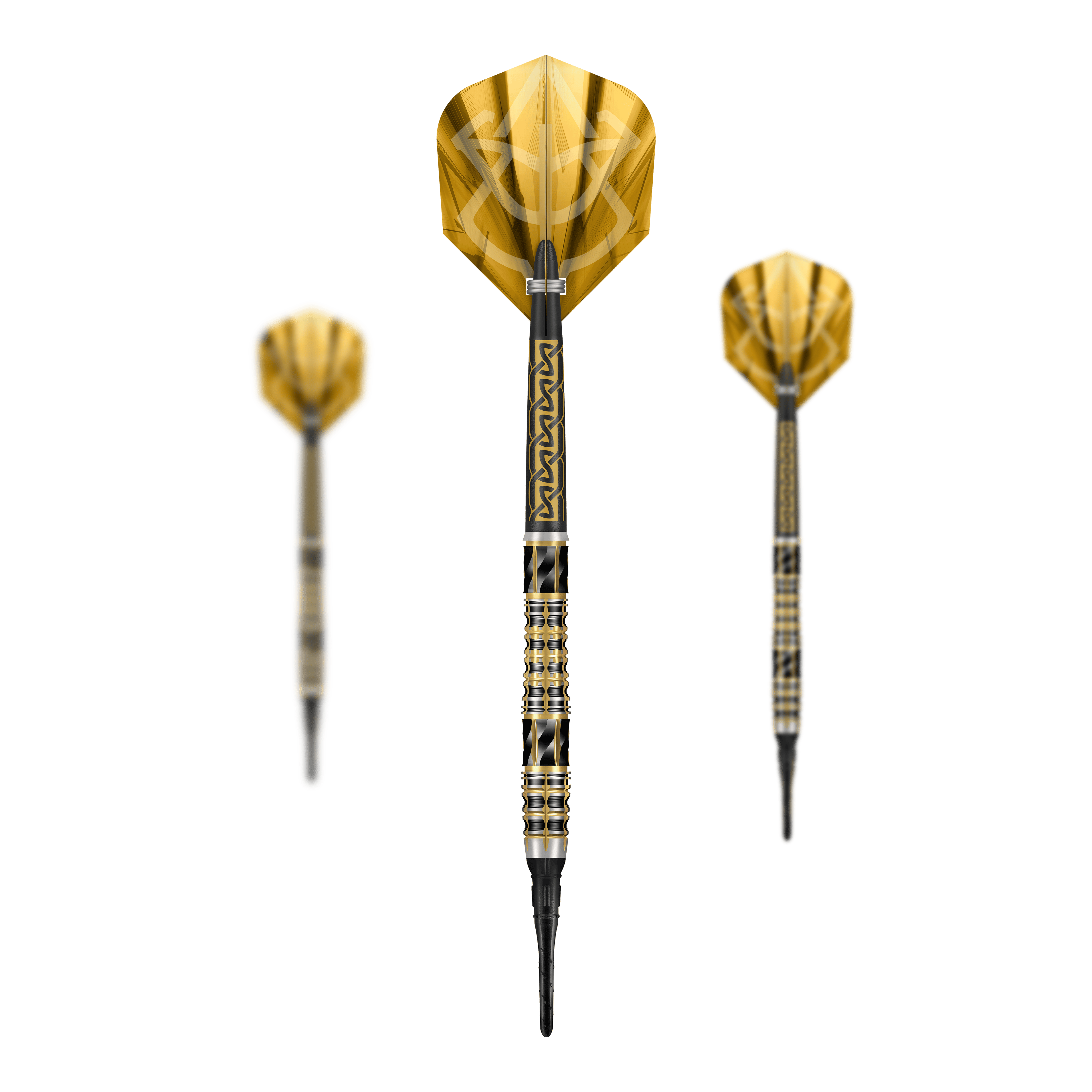 Shot Alchemy Auro Softdarts - 20g Abgebildet sind die Shot Alchemy Auro Softdarts mit 20g Gewicht. Der Fokus liegt auf dem Design und der Verarbeitung der Softdarts.