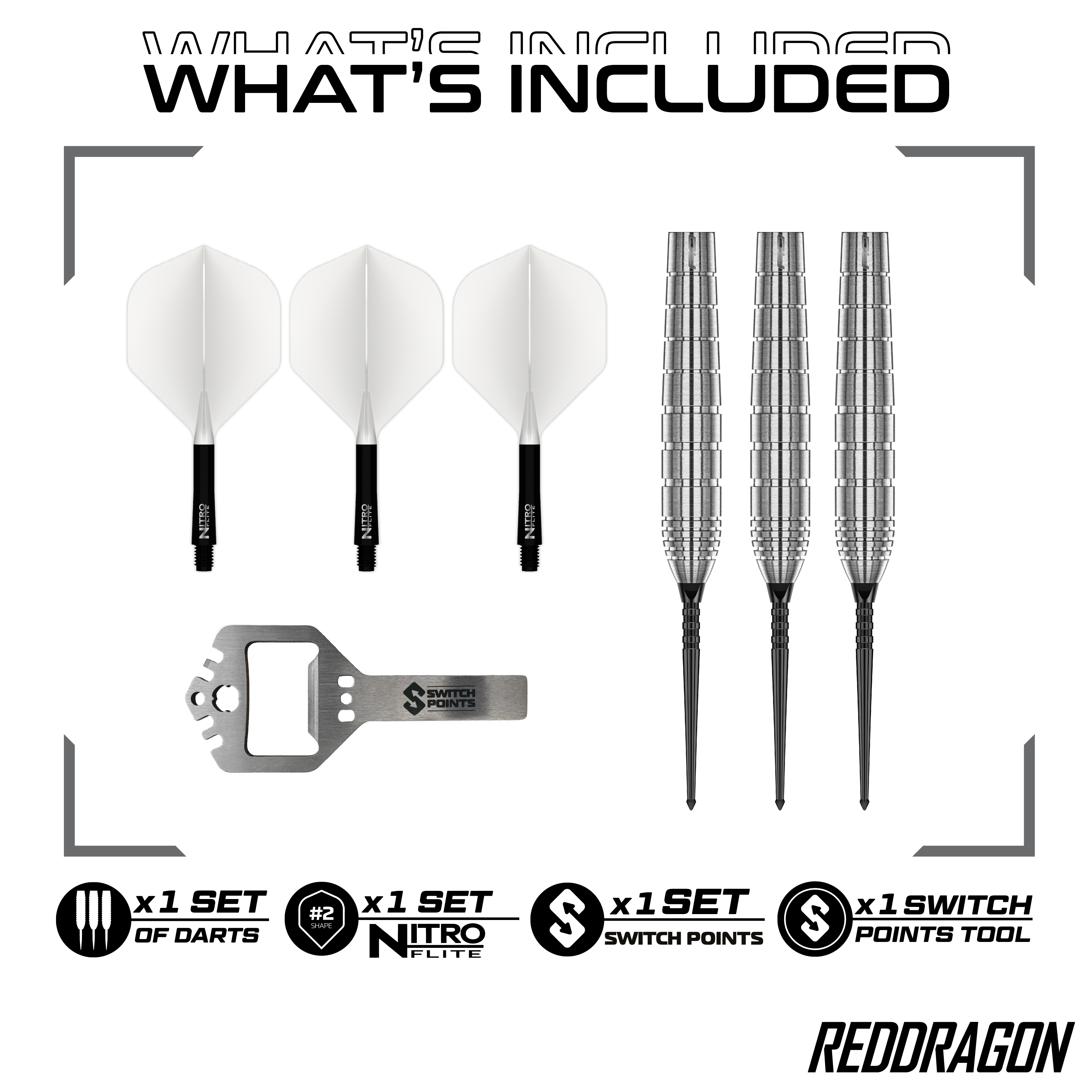 Red Dragon Luke Humphries TX1 Pioneer Switch Point Steel Darts Zu sehen sind die Red Dragon Luke Humphries TX1 Pioneer Switch Point Steeldarts. Das Produkt eignet sich für professionelle Dartspieler.