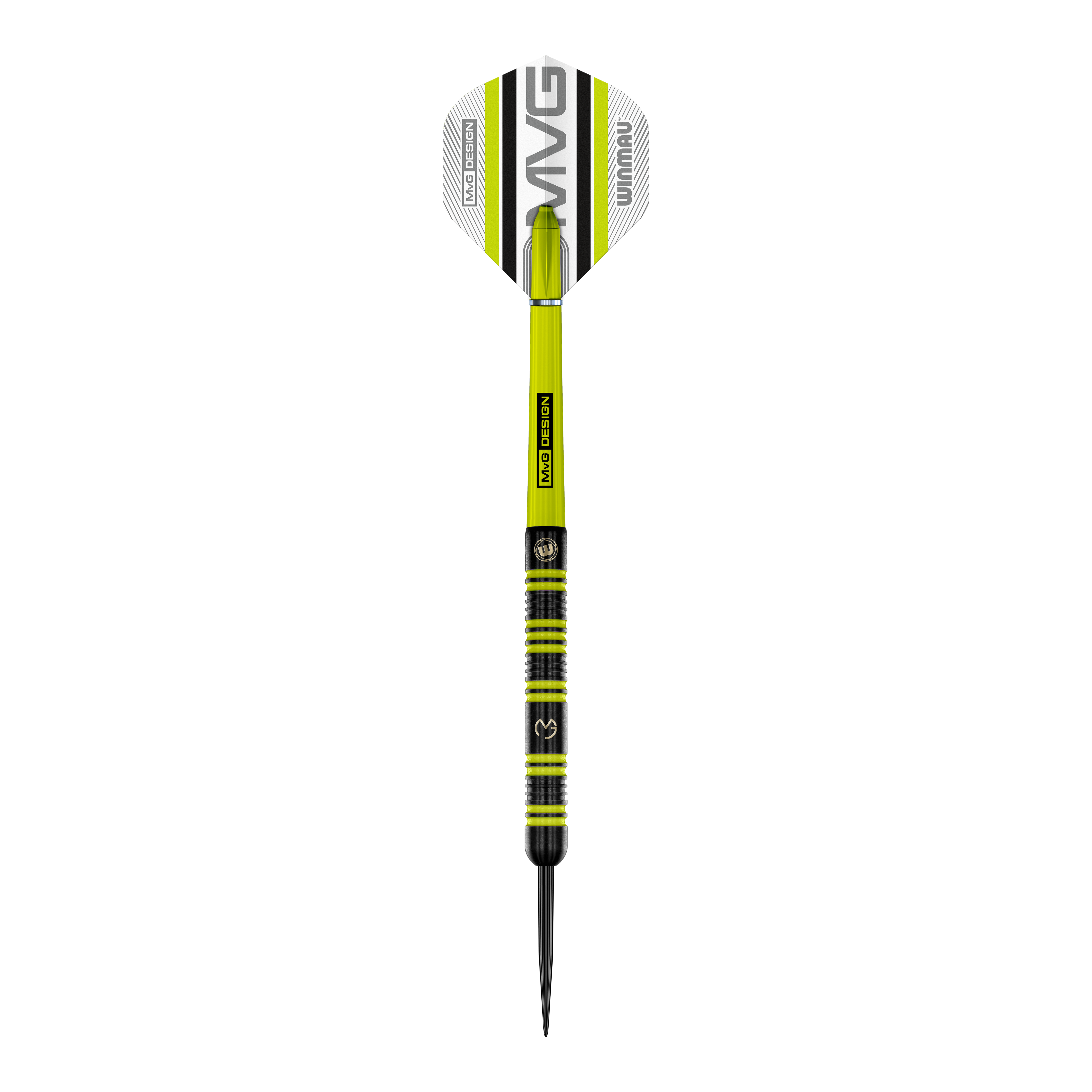 Winmau Michael Van Gerwen 85 Pro-Series steel darts Ein einzelner Winmau Michael Van Gerwen 85 Pro-Series Steeldart wird gezeigt. Der Schaft und die Spitze sind klar erkennbar.