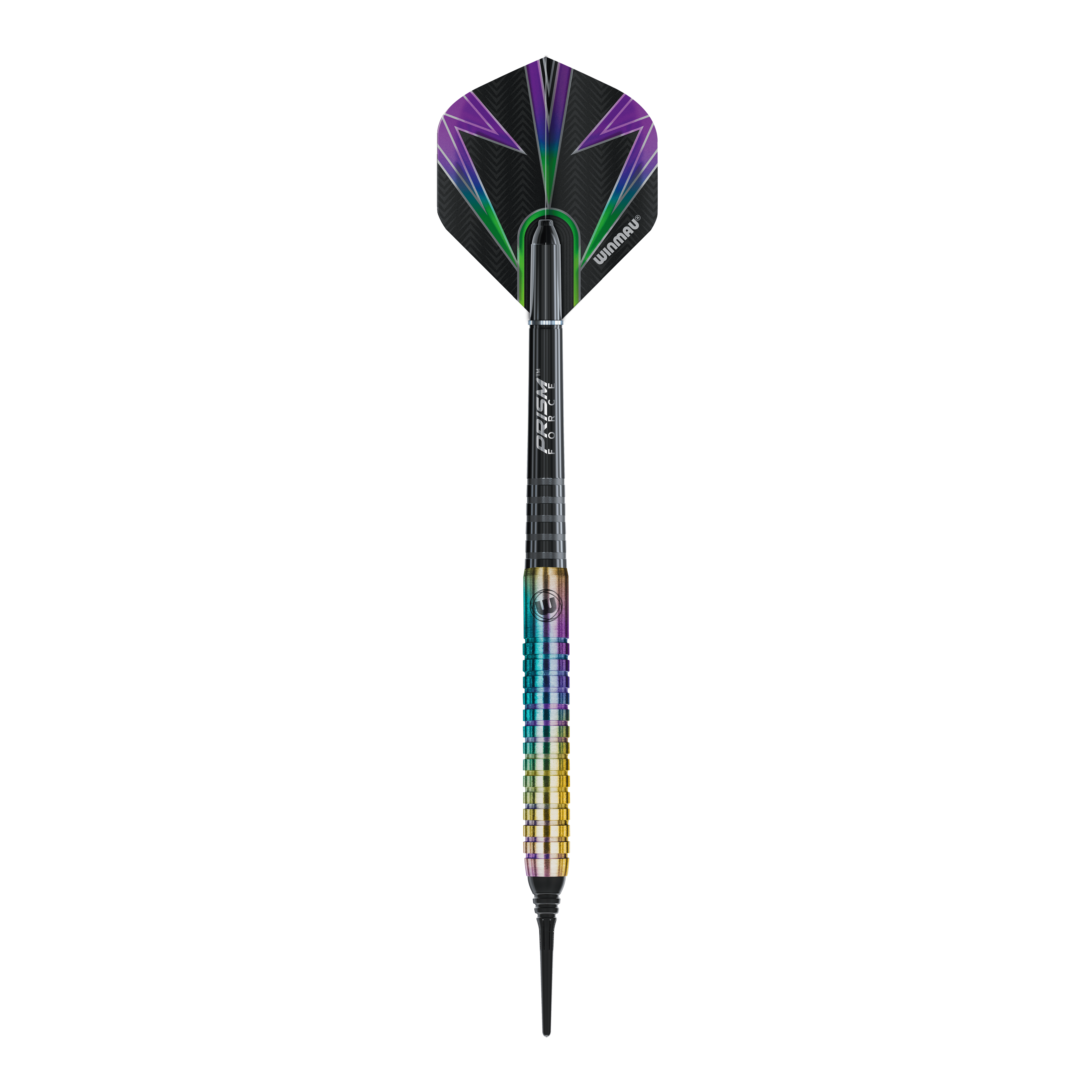 Winmau Foxfire Urban Soft Darts - 20g Zu sehen ist ein einzelner Winmau Foxfire Urban Softdart - 20g. Die Oberfläche des Darts ist glänzend.
