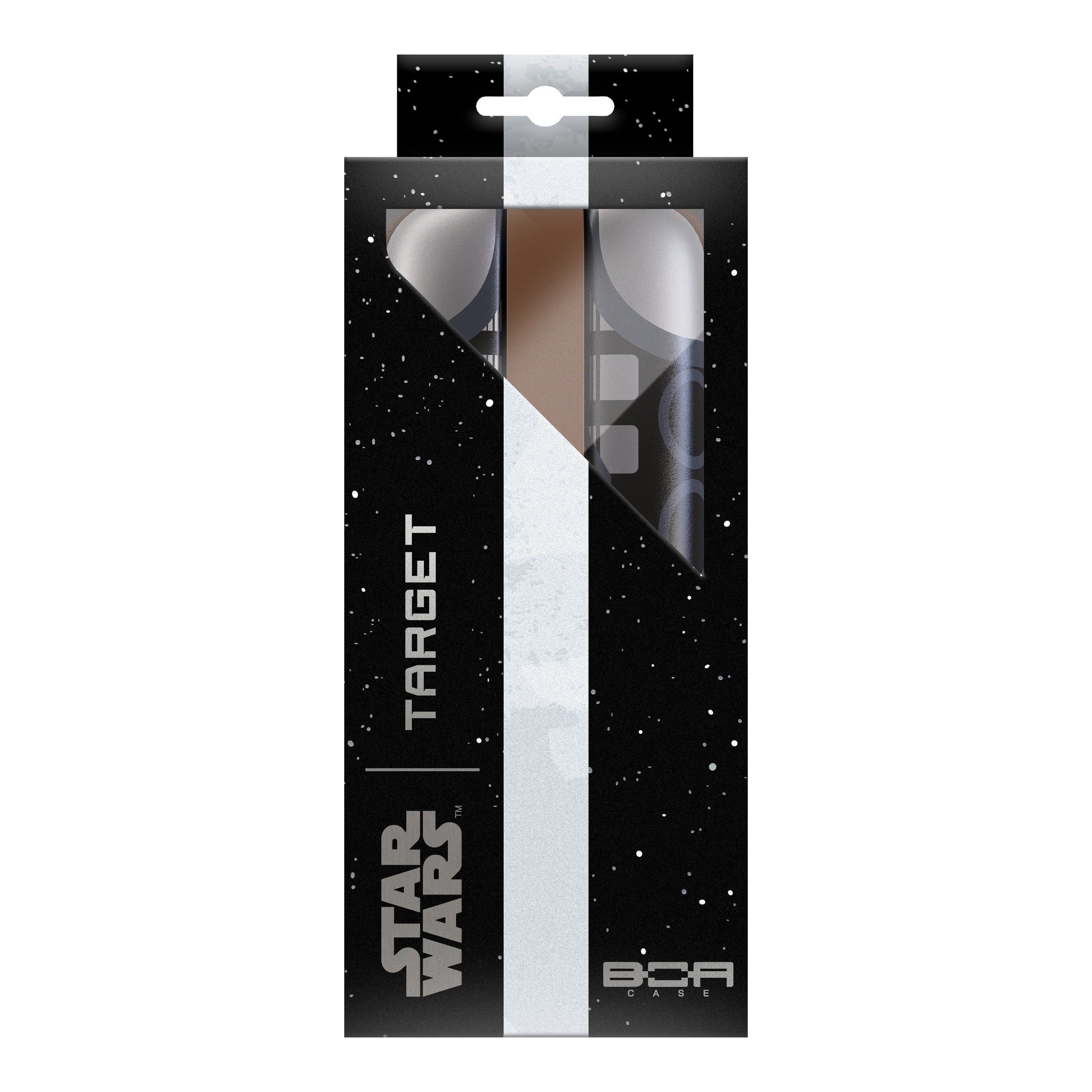 Target Star Wars Boa Dartcase - Mandalorian Dieses Bild präsentiert das Target Star Wars Boa Dartcase - Mandalorian. Das Dartcase ist im Stil der Mandalorian-Serie gestaltet.