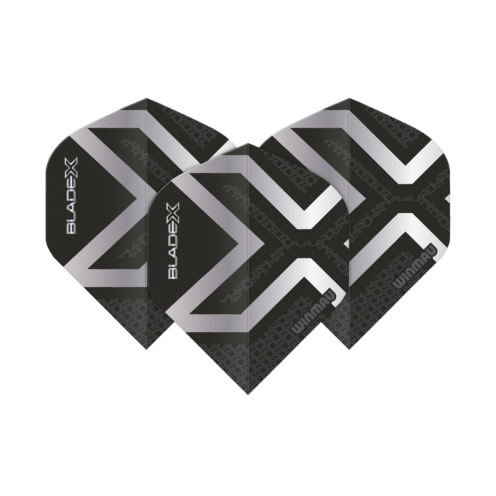 Winmau Prism Delta Blade X Metallic Silver No2 Standard Flights Hier sind die Winmau Prism Delta Blade X Metallic Silver No2 Standard Flights abgebildet. Es handelt sich um silberne Dartflights für präzises Darten.