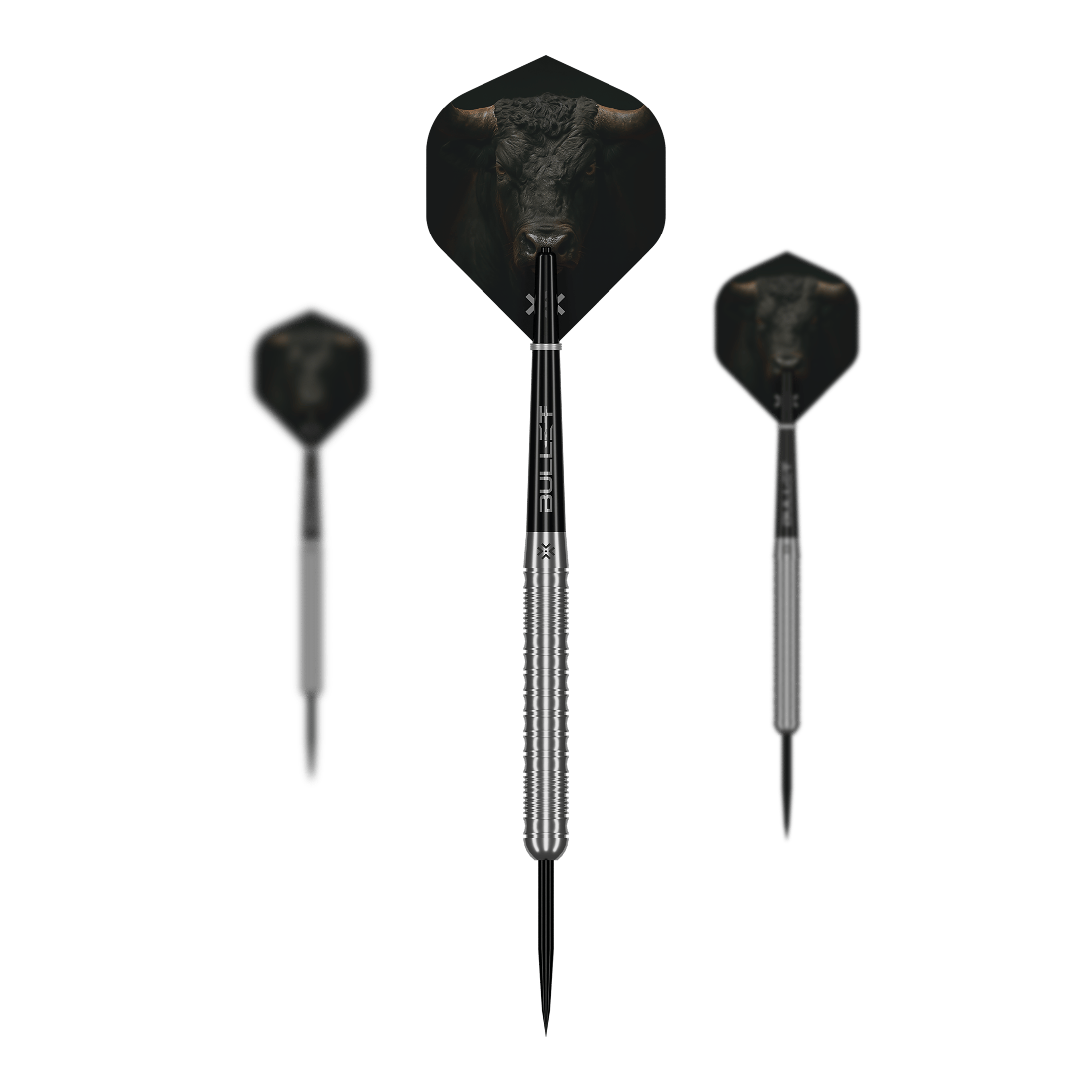 Bullet Fury steel darts Dieses Bild präsentiert die Bullet Fury Steel Darts. Diese Steeldarts zeichnen sich durch ihre Robustheit aus.
