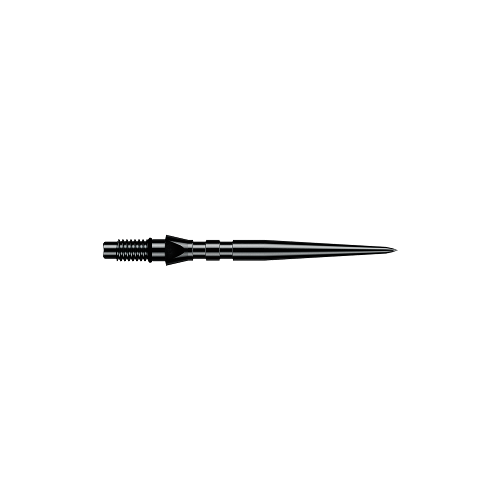 Winmau Switch Point Groove Steel Dart Tips - Black Zu sehen sind schwarze Winmau Switch Point Groove Steeldartspitzen mit einer Länge von 26 mm. Sie werden häufig als Ersatzspitzen für Steeldarts genutzt.