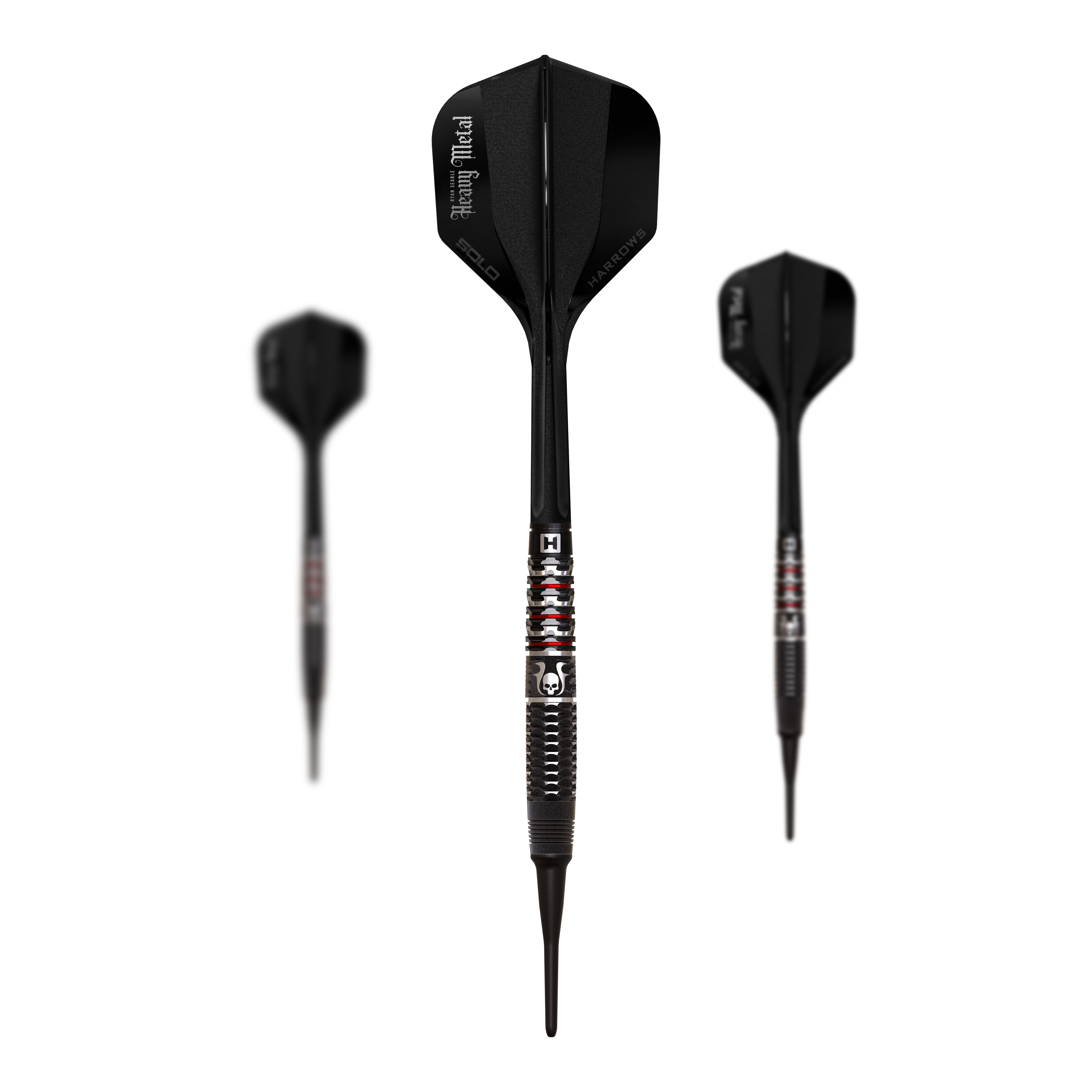 Harrows Ryan Searle Geo Softdarts mit 20g sind als Set zu sehen. Das Set ist vollständig und professionell.