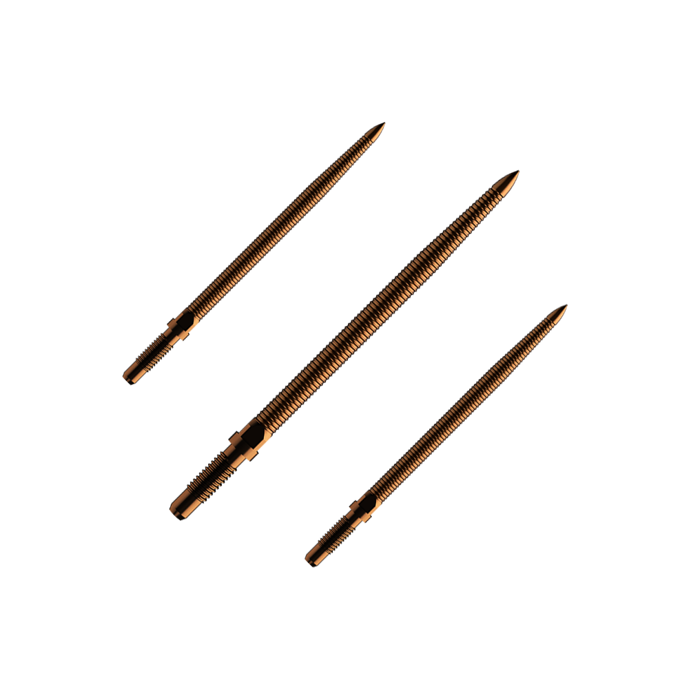 Bulls NL Convertible Point Dart Tips - Micro Grip - Bronze Das Bild zeigt einen Dartspitzen-Satz mit MicroGrip in Bronze. Die Spitzen sind 32mm lang.
