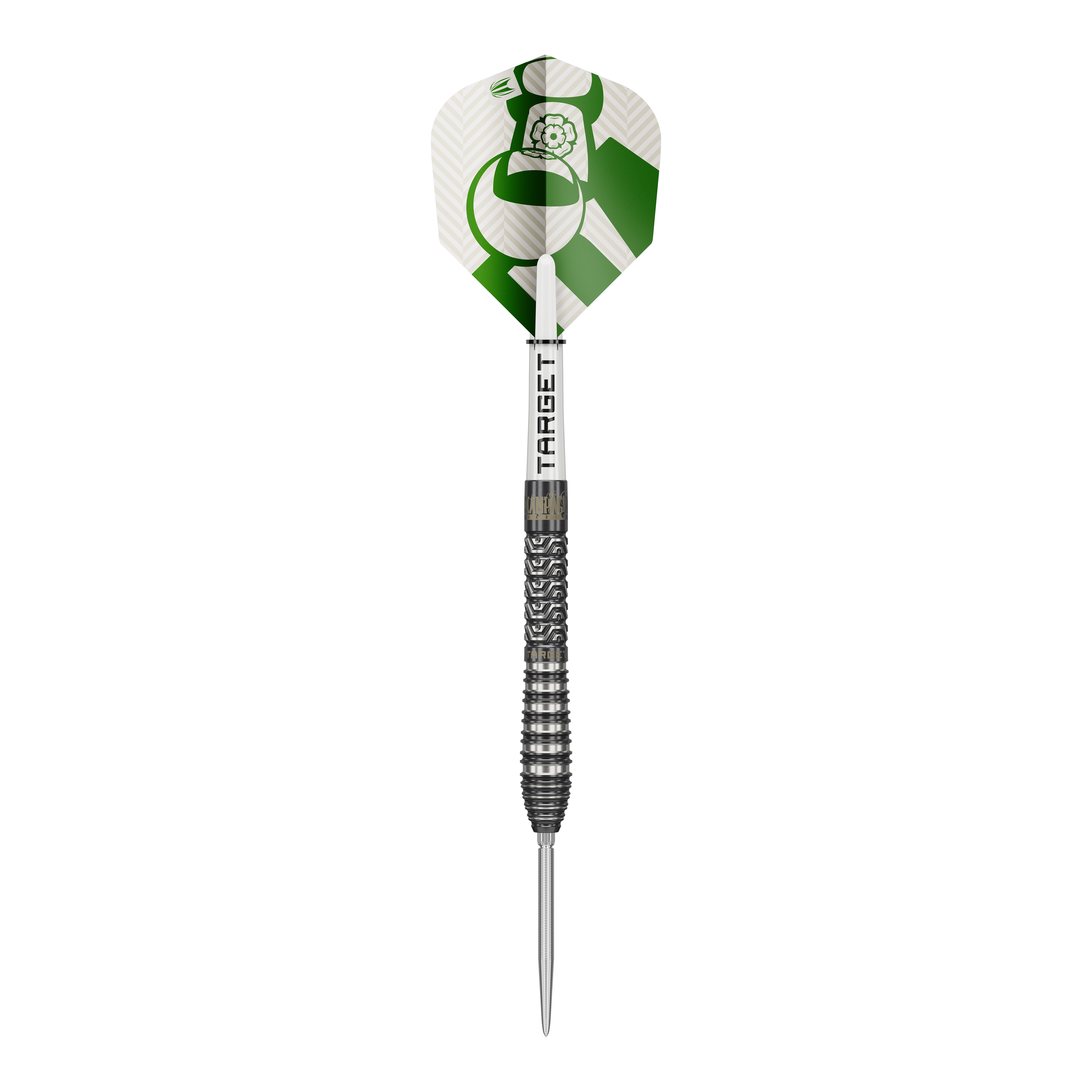 Target Charlie Manby Swiss Points steel darts Zu sehen ist Target Charlie Manby Swiss Points Steeldarts. Das Bild präsentiert einen einzelnen Dart aus dem Set.