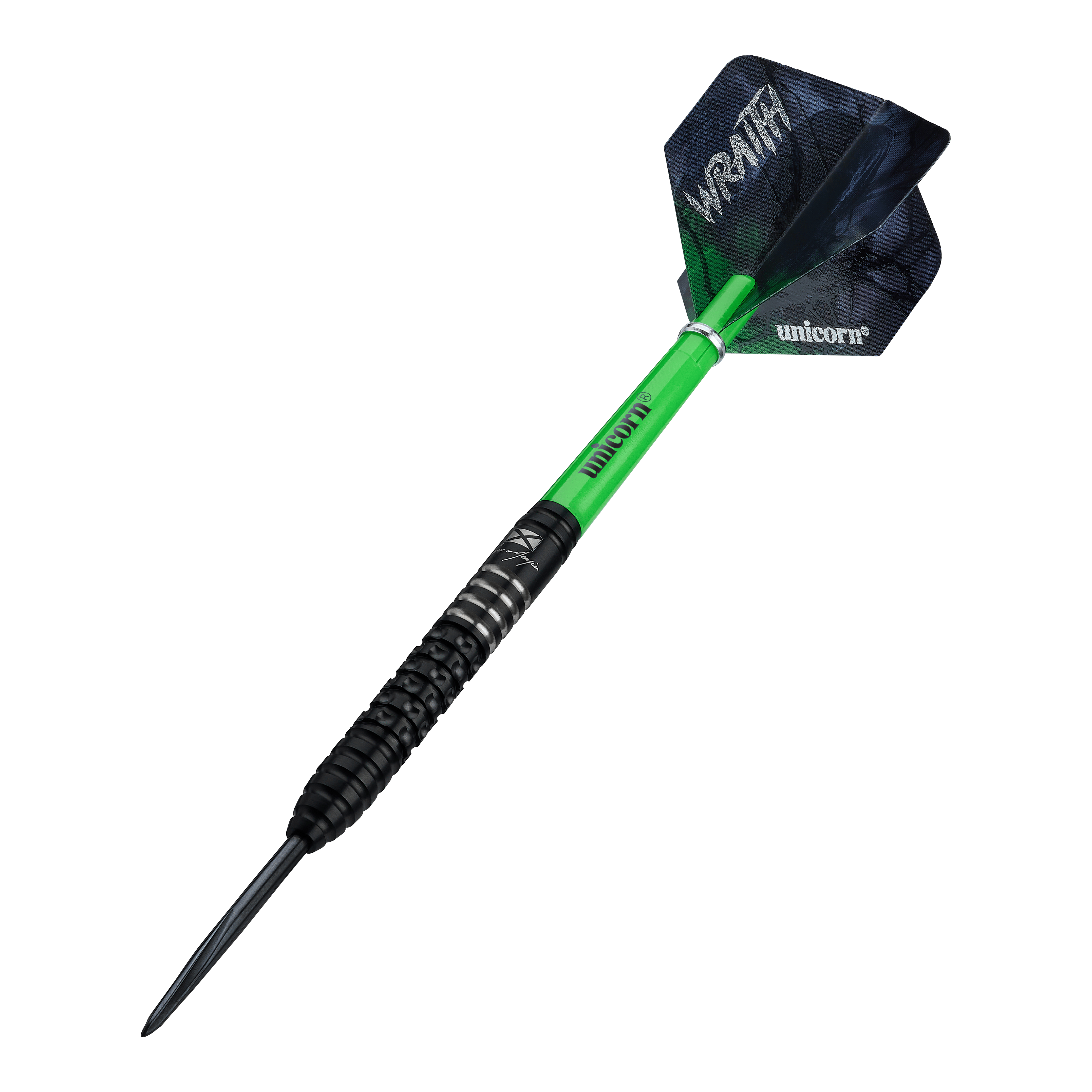 Unicorn Wraith Cameron Menzies Steel Darts - 23g Das Bild zeigt die Unicorn Wraith Cameron Menzies Steeldarts - 23g. Diese Darts haben eine spezielle Form für präzises Werfen.