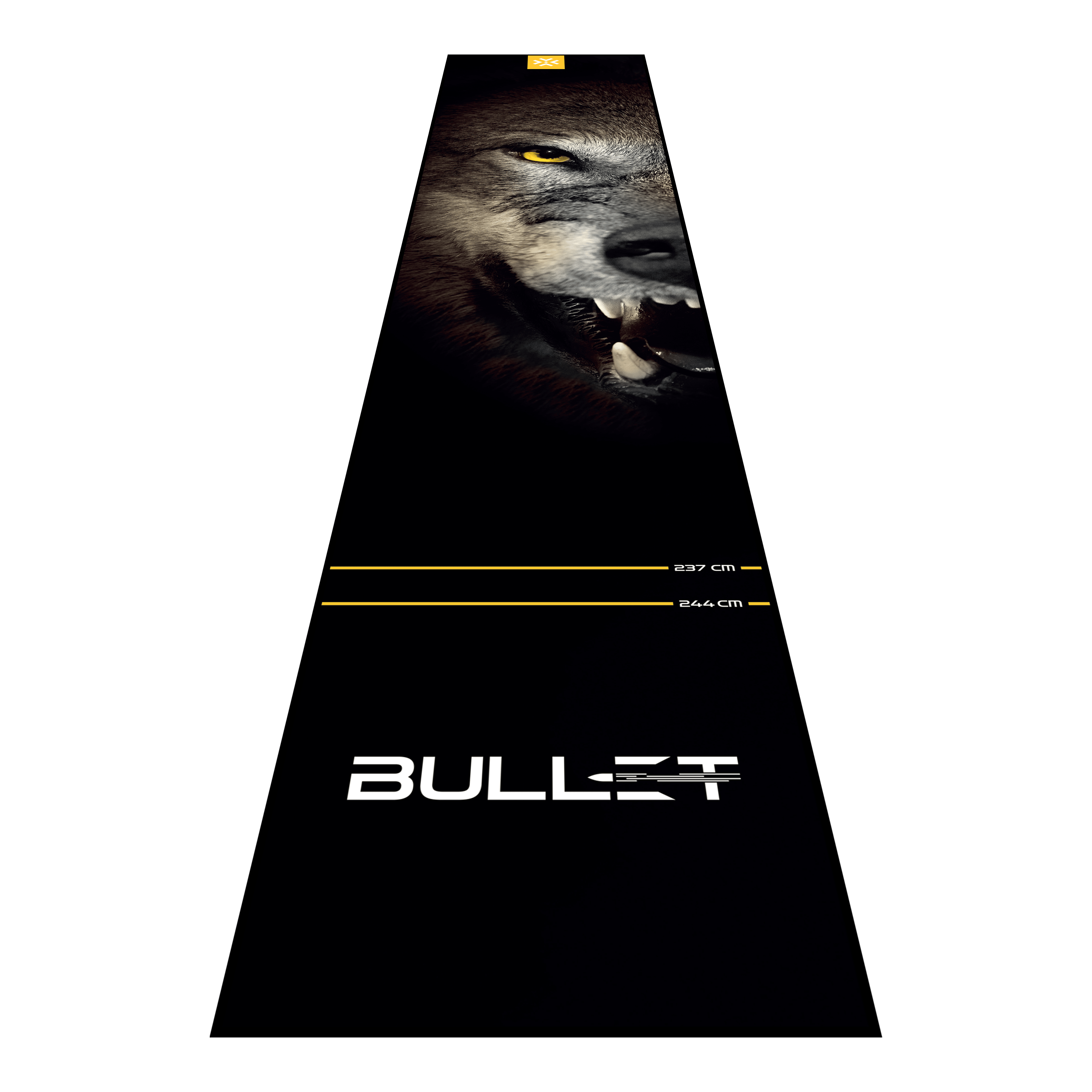 Bullet Fang Dart Mat Abgebildet ist die Bullet Fang Dartmatte. Die Matte sorgt für einen sicheren Stand und schützt den Boden beim Dartspielen.