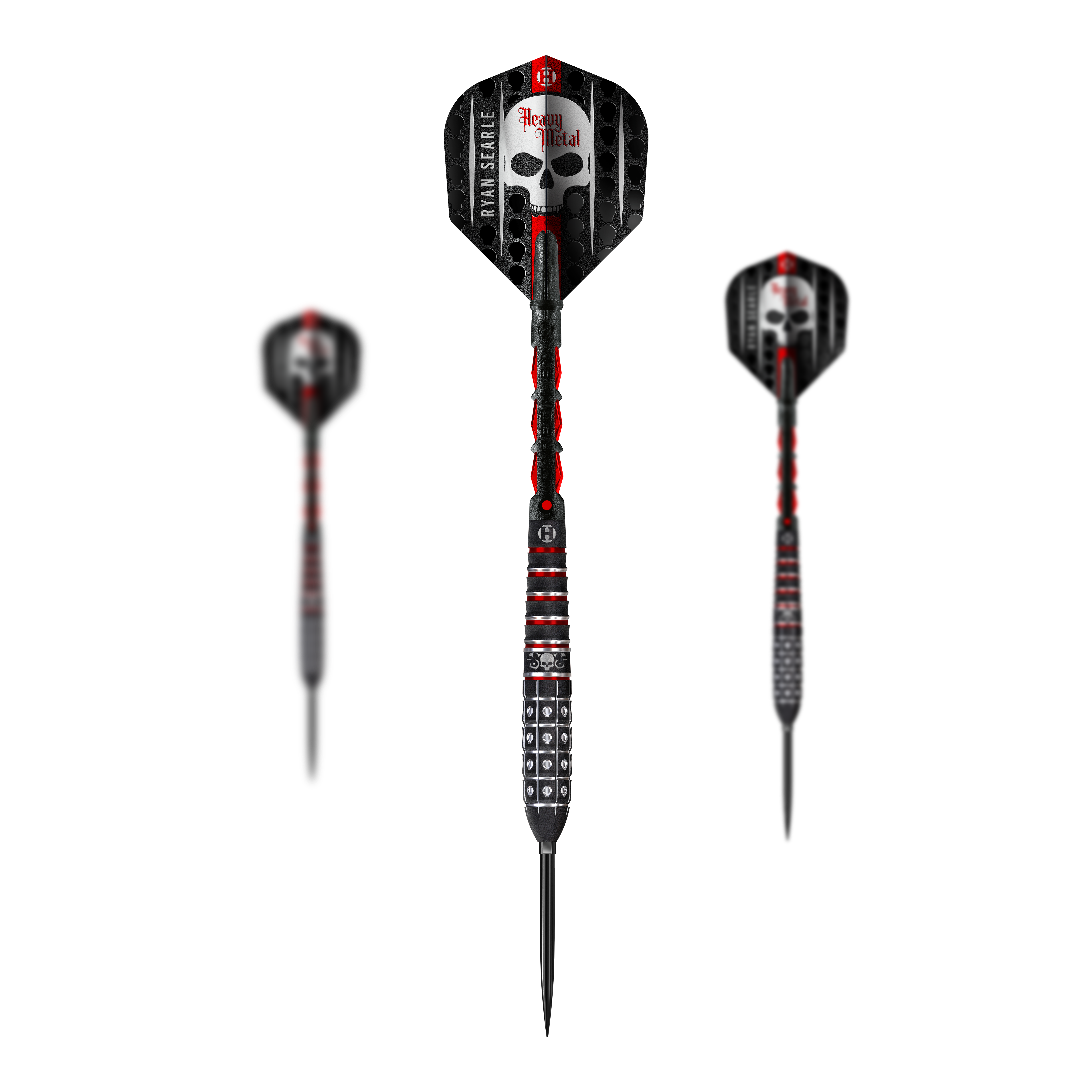 Harrow's Ryan Searle Series 3 Quick Point Steel Darts Das Bild zeigt die Harrows Ryan Searle Series 3 Quick Point Steeldarts. Es handelt sich um ein Set moderner Darts für das Steeldartspiel.