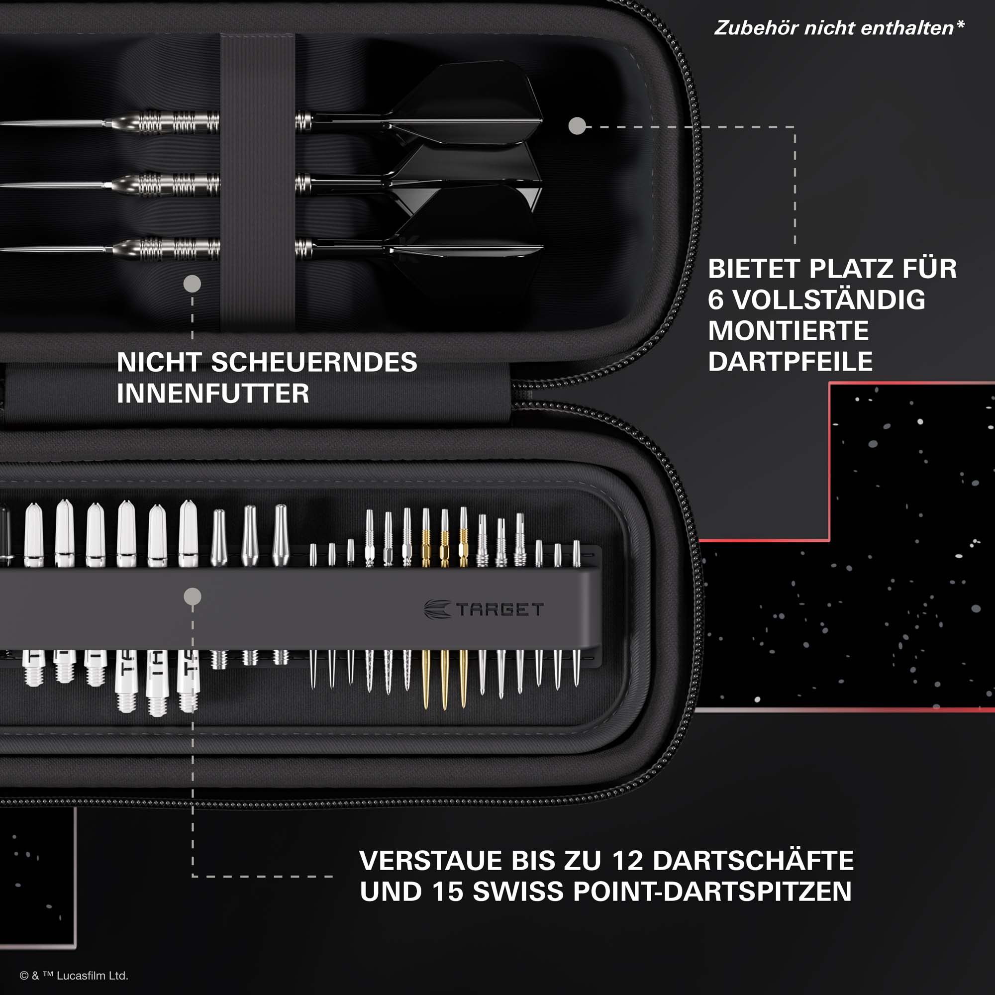 Target Star Wars Boa Dartcase - Darth Maul Zu sehen ist das Target Star Wars Boa Dartcase im Darth Maul-Look. Es eignet sich perfekt für alle, die Star Wars und Dartspiel genießen.