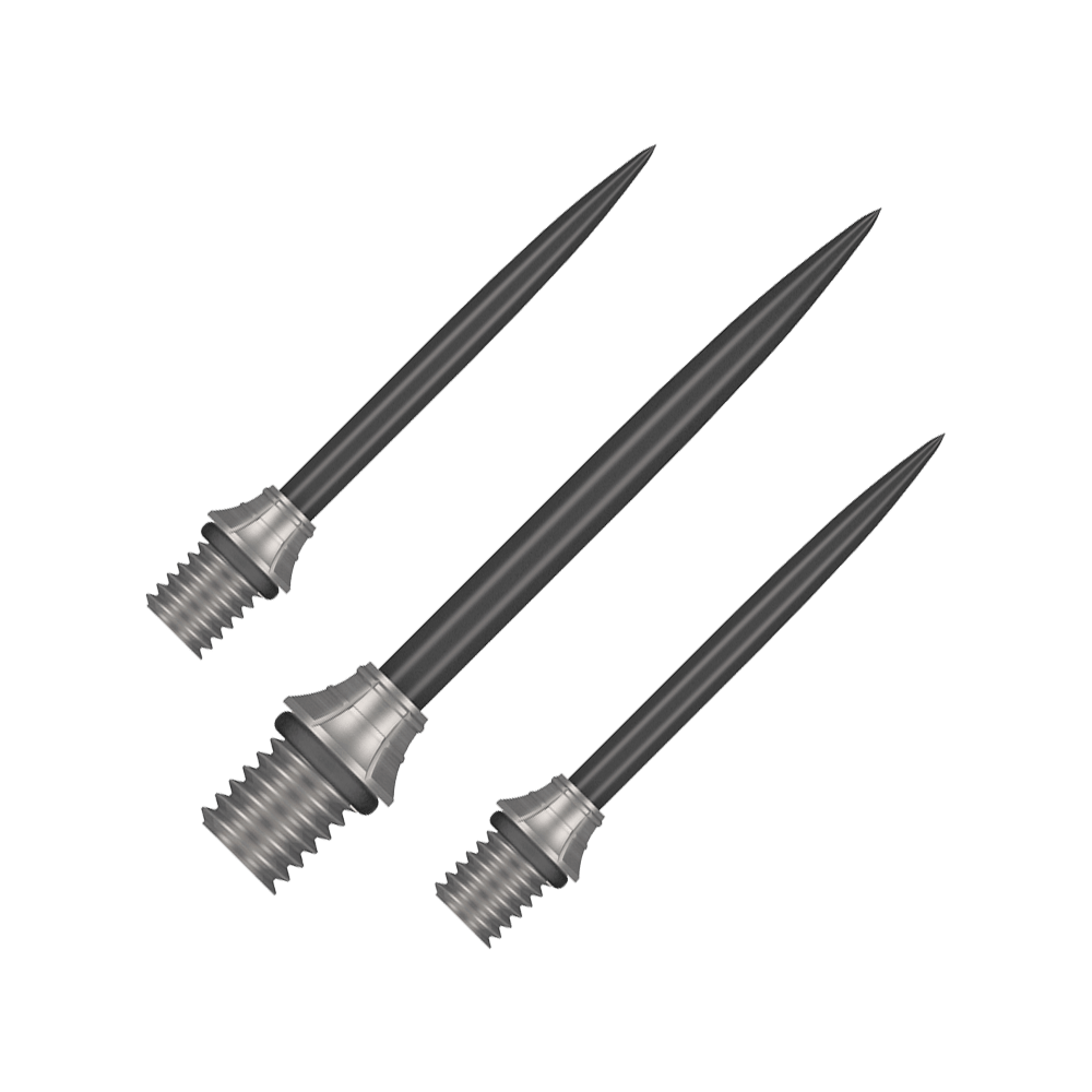 Shot Fynx Conversion Points - 32mm Gezeigt wird ein Set der Shot Fynx Conversion Points mit 32 mm Länge. Diese Spitzen bieten Vielseitigkeit beim Dartspielen.