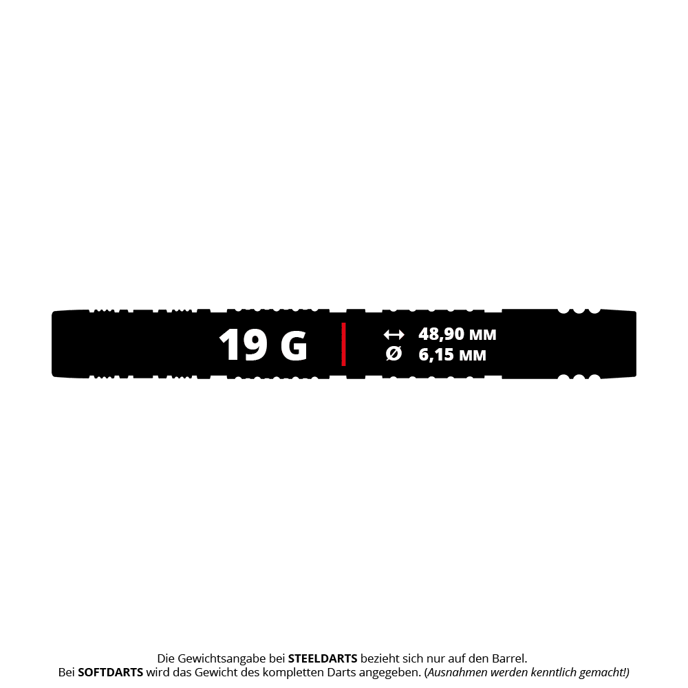 Target Dimitri Van Den Bergh 95K soft darts - 19g Das Bild zeigt die Target Dimitri Van Den Bergh 95K Softdarts mit einem Gewicht von 19g. Die Darts sind speziell für Fans und Spieler dieses Modells geeignet.