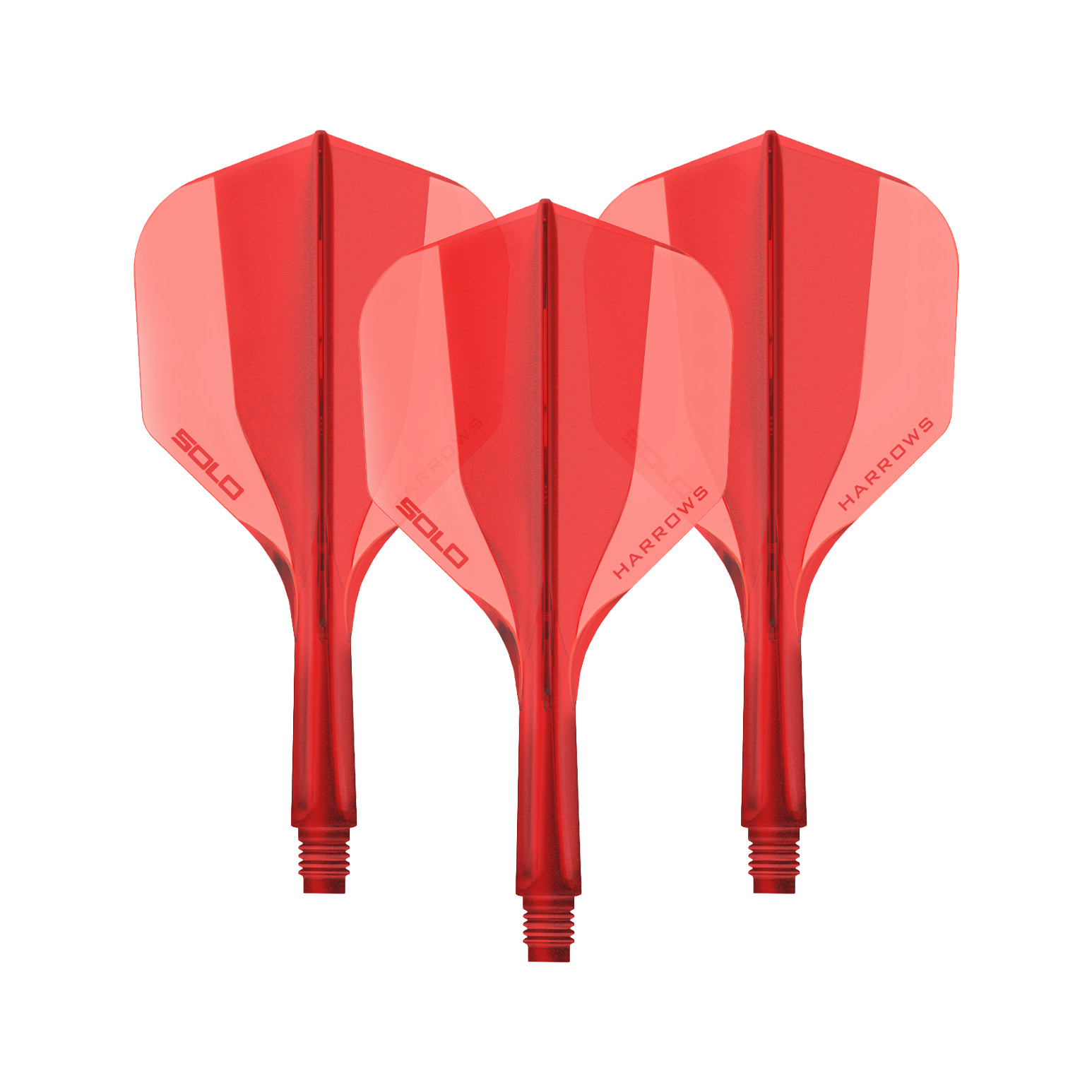 Ein Harrows Solo No6 Flight Shaft System in Rot, 20mm lang. Das Bild zeigt ein Set Dart Shafts in kräftigem Rot.