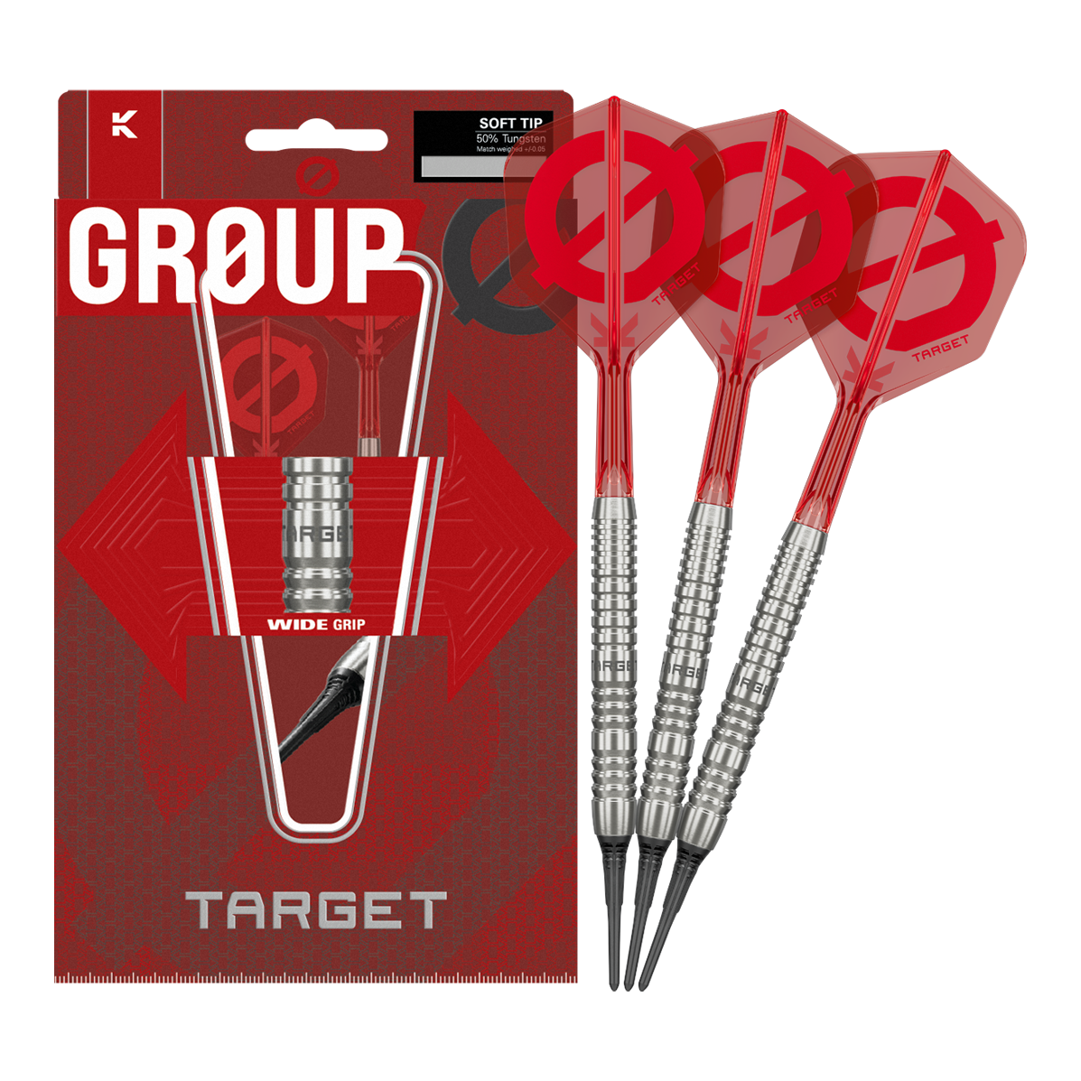 Target Group O 12 Softdarts Das Target Group O 12 Softdarts Set ist auf dem Bild zu sehen. Das vollständige Set ist ausgelegt.