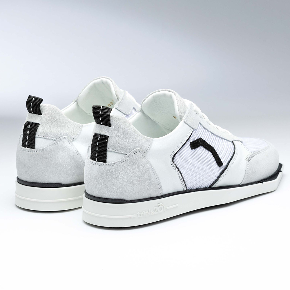 Triple20 Textile Leather Dart Shoes - White Black