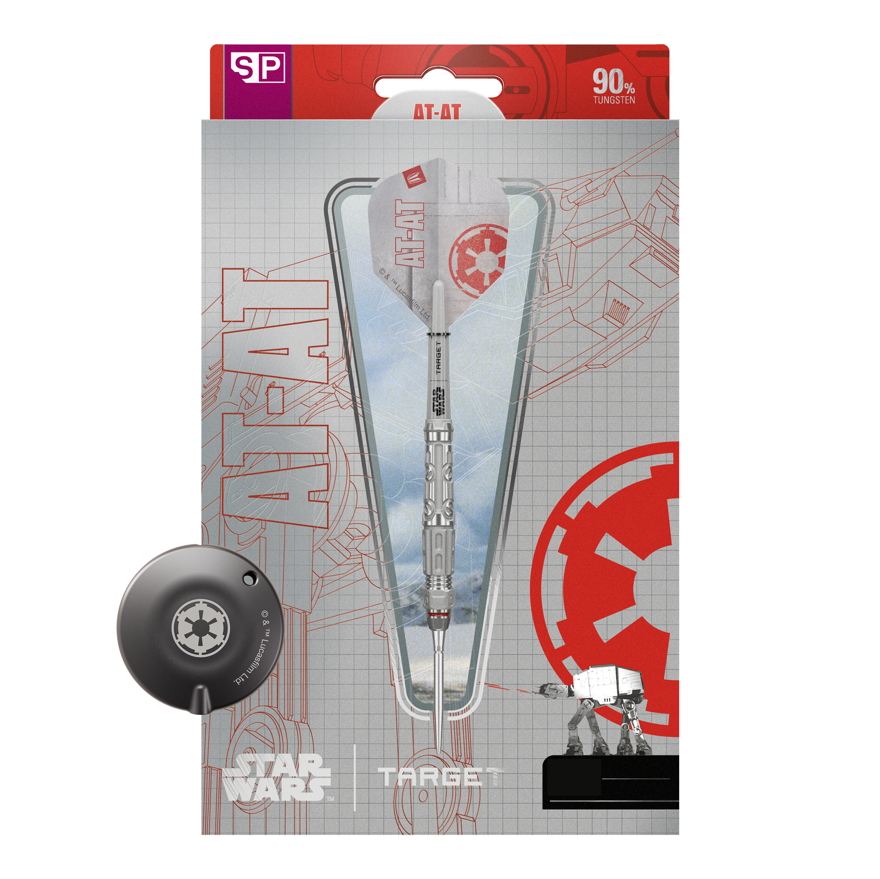 Target Star Wars AT-AT Swiss Point steel darts Dieses Bild zeigt die Target Star Wars AT-AT Swiss Point Steeldarts. Die Abbildung präsentiert die besonderen Merkmale der Pfeile.