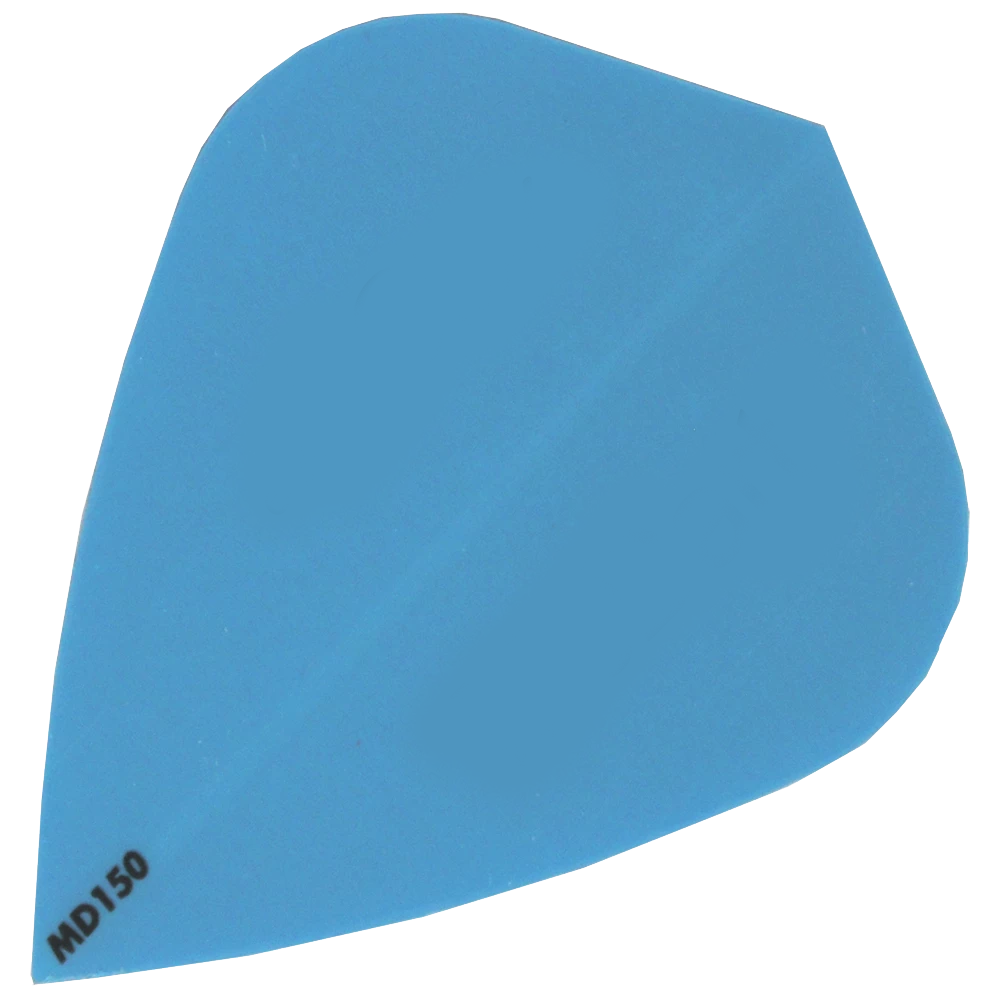 MD150-Kite-Blau Das Bild zeigt ein blaues Dart-Flugblatt mit der Bezeichnung "MD150" in der Ecke. Es handelt sich um das Produkt "McDart MD150 - Kite Flight".