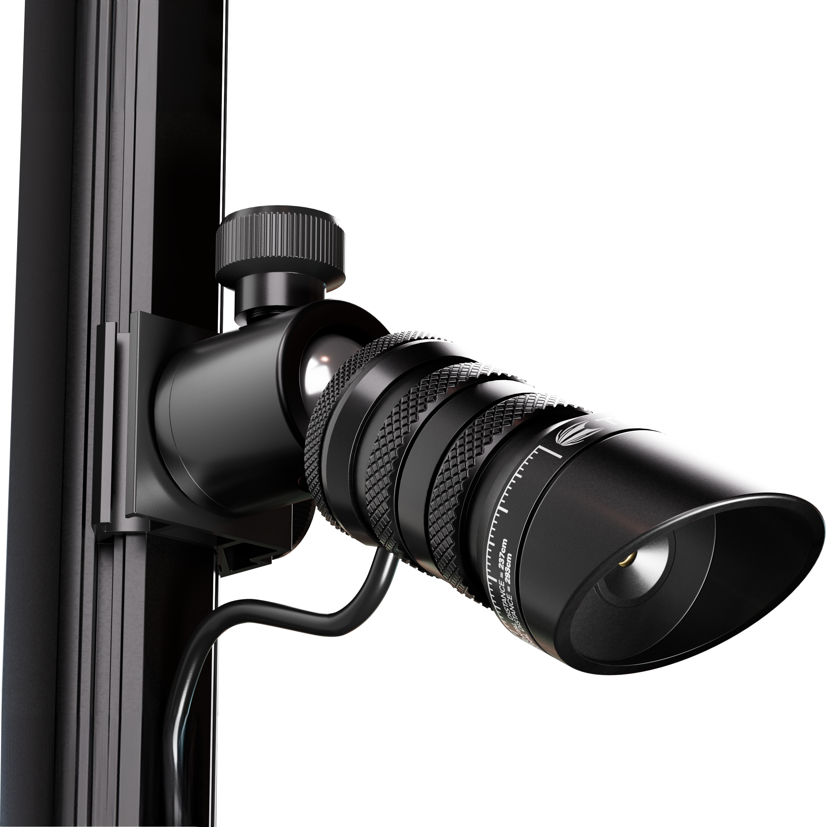 Target MOD Laser Oche Auf dem Bild ist das Produkt 'Target MOD Laser Oche' zu sehen. Es handelt sich um ein modernes, schwarzes Lasermodul zur Markierung der Abwurflinie beim Dartspielen.