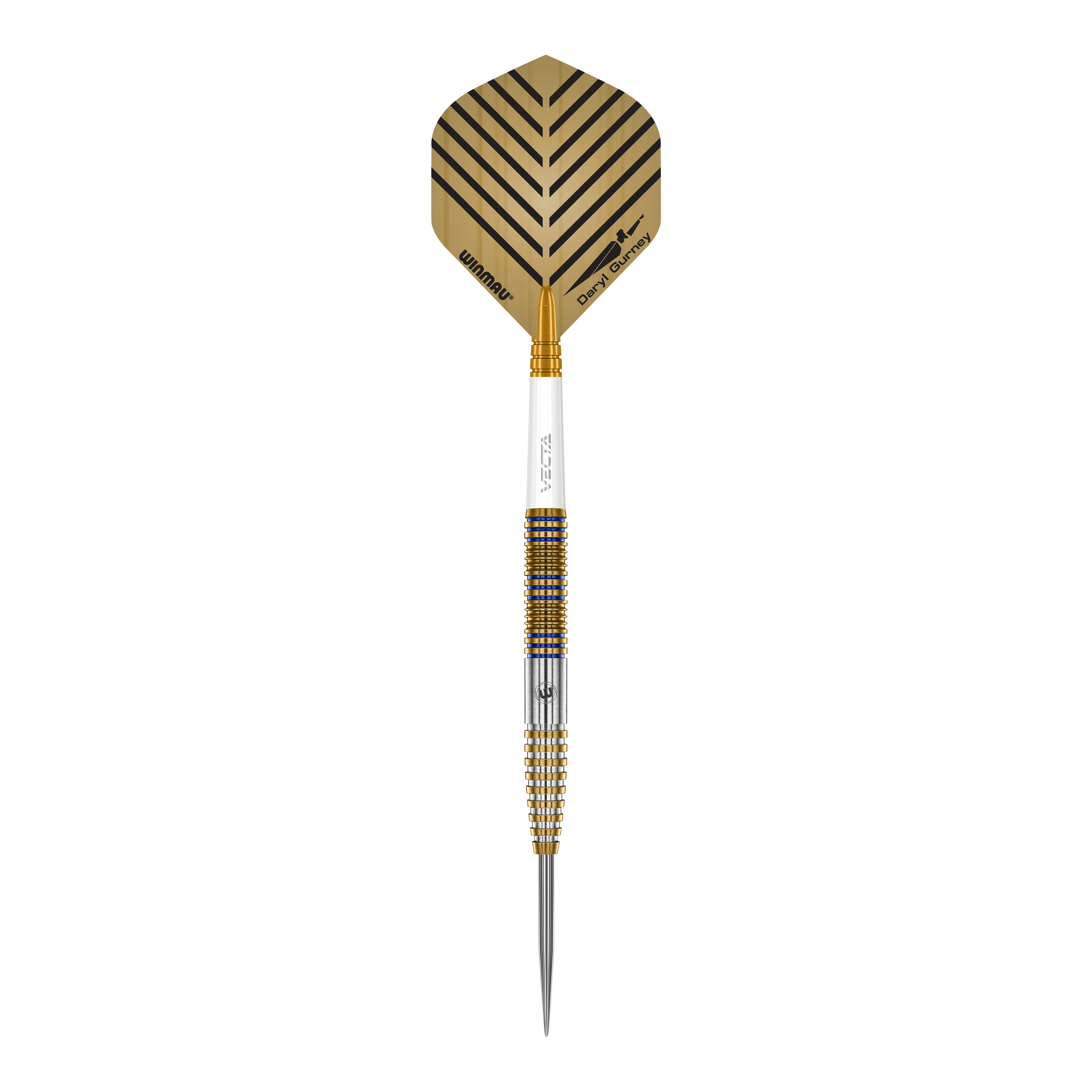 Winmau Daryl Gurney Signature Edition Steeldarts - 23g Zu sehen sind die Winmau Daryl Gurney Signature Edition Steeldarts mit einem Gewicht von 23g. Das Produkt wird aus nächster Nähe gezeigt.