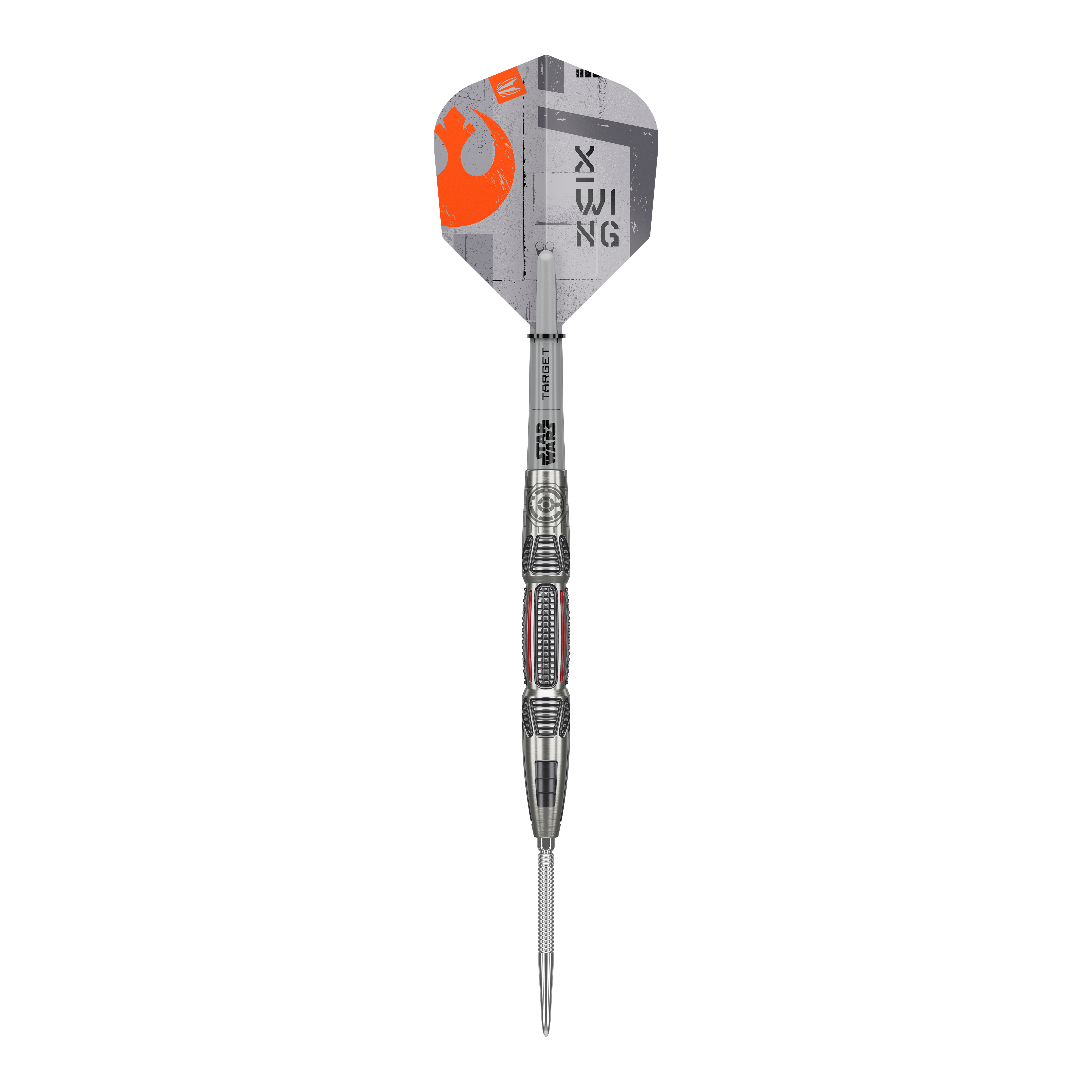 Abgebildet sind Target Star Wars X-Wing Swiss Point Steeldarts. Die Darts sind inspiriert von der Star Wars X-Wing Serie.
