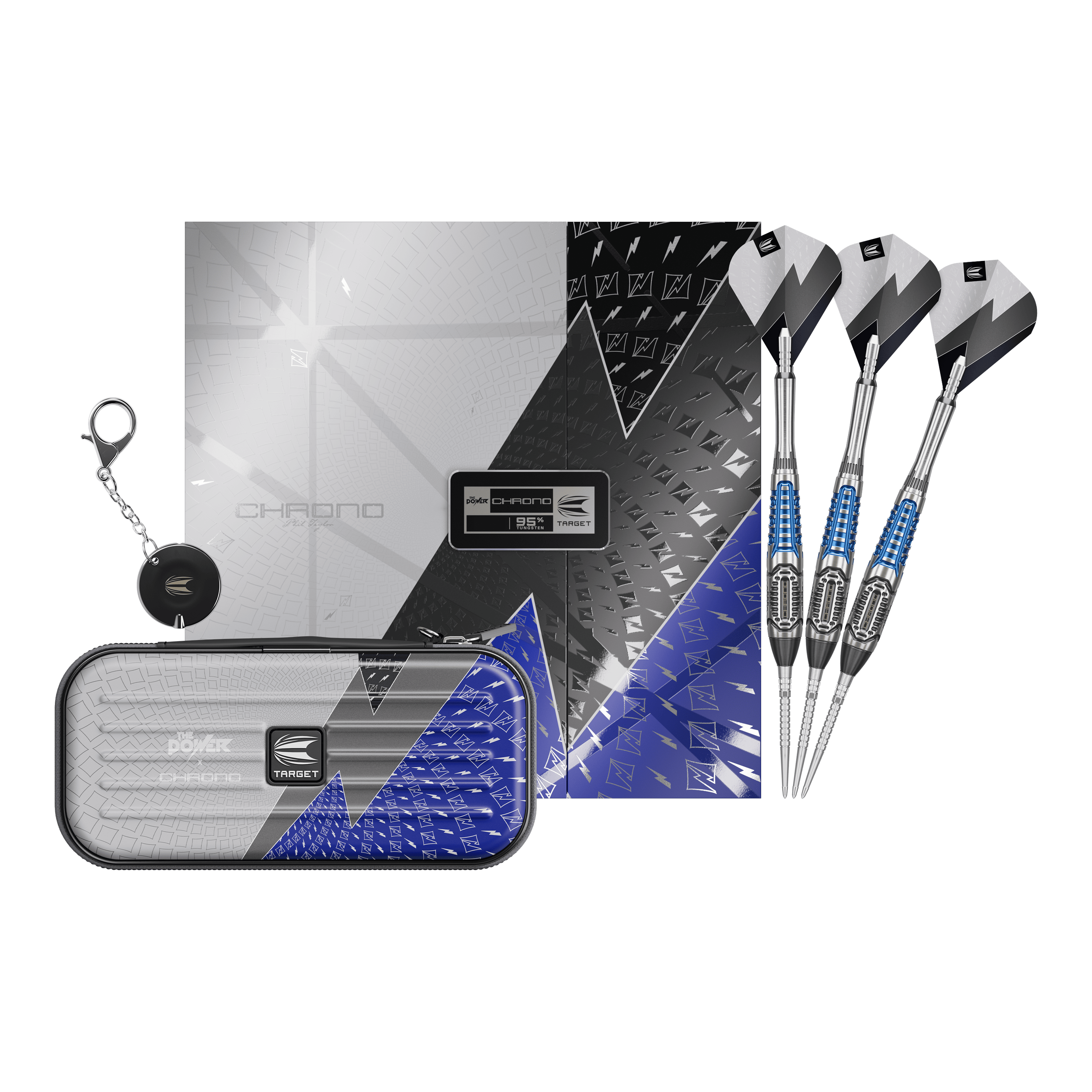 Target Phil Taylor Power X Chrono Swiss Points steel darts Dieses Bild stellt die Target Phil Taylor Power X Chrono Swiss Points Steeldarts dar. Die Darts sind für professionelle Spieler konzipiert.