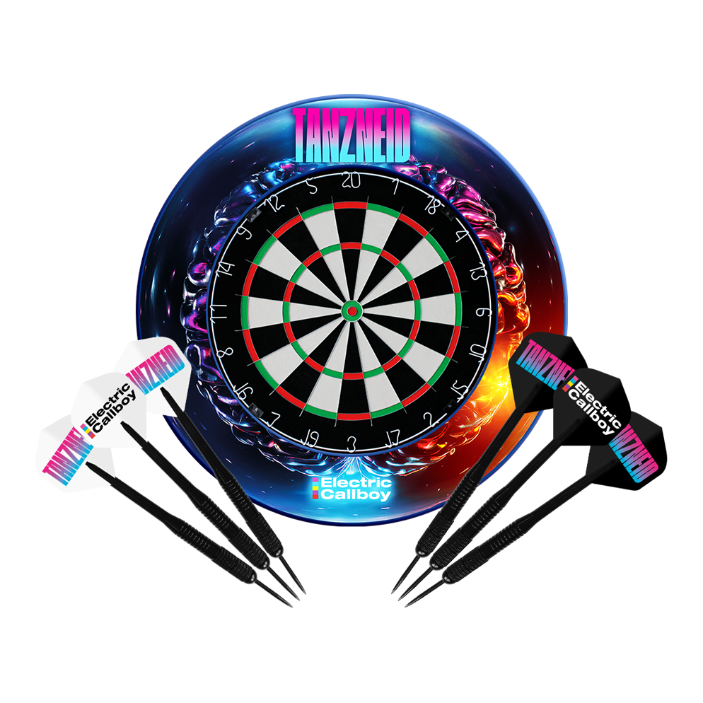 Electric Callboy Tanzneid Steel Dartboard and Surround Bundle