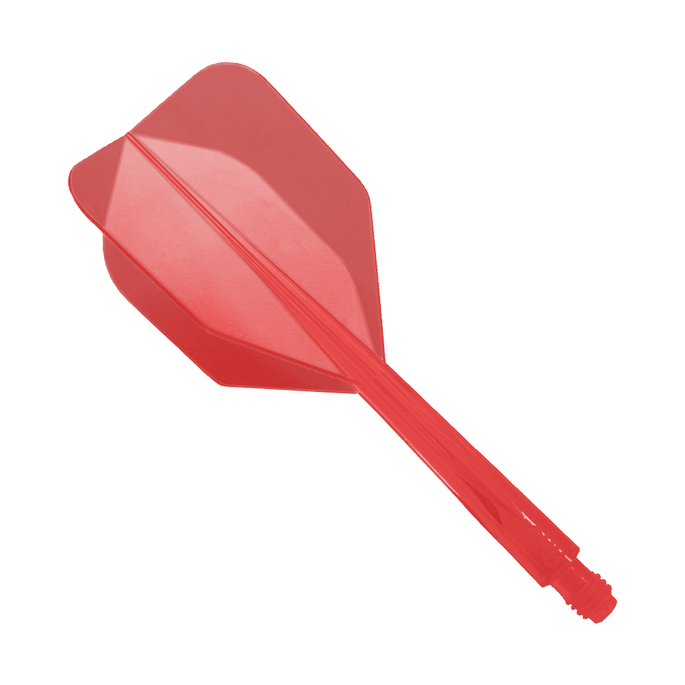 Condor Ax Red Flight System Small - XL - 37.5 mm Das Bild zeigt ein rotes Dartflight-System mit integriertem Schaft. Es handelt sich um das Modell "Condor Axe Red Flight-System Small - XL - 37,5 mm".