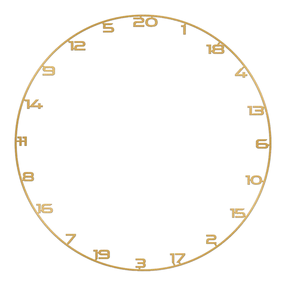 Zu sehen ist ein Dartboard Zahlenring in Gold. Das Produkt heißt 'BT1000160 Bullet Dartboard Zahlenring Gold 1'.