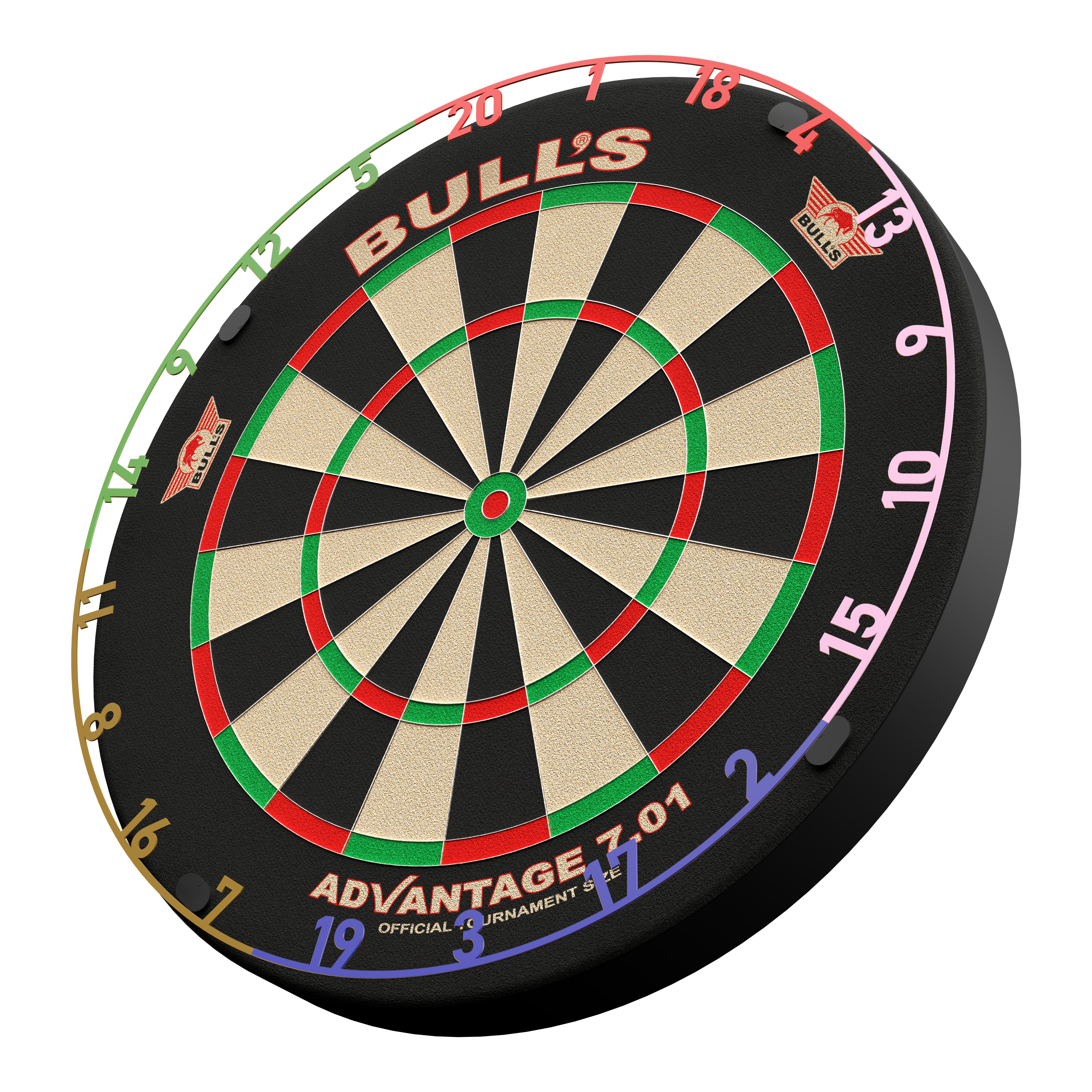 Zu sehen ist das Bulls NL Zahlenring Number Ring Set - 5 Farben. Das Set beinhaltet mehrere bunte Zahlenringe für Dartscheiben.