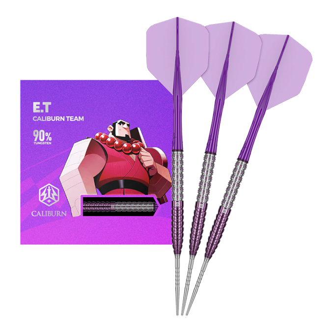 Das Bild zeigt die Caliburn Awakening E.T. Steeldarts in voller Ansicht. Alle Elemente des Produkts sind gut zu erkennen.