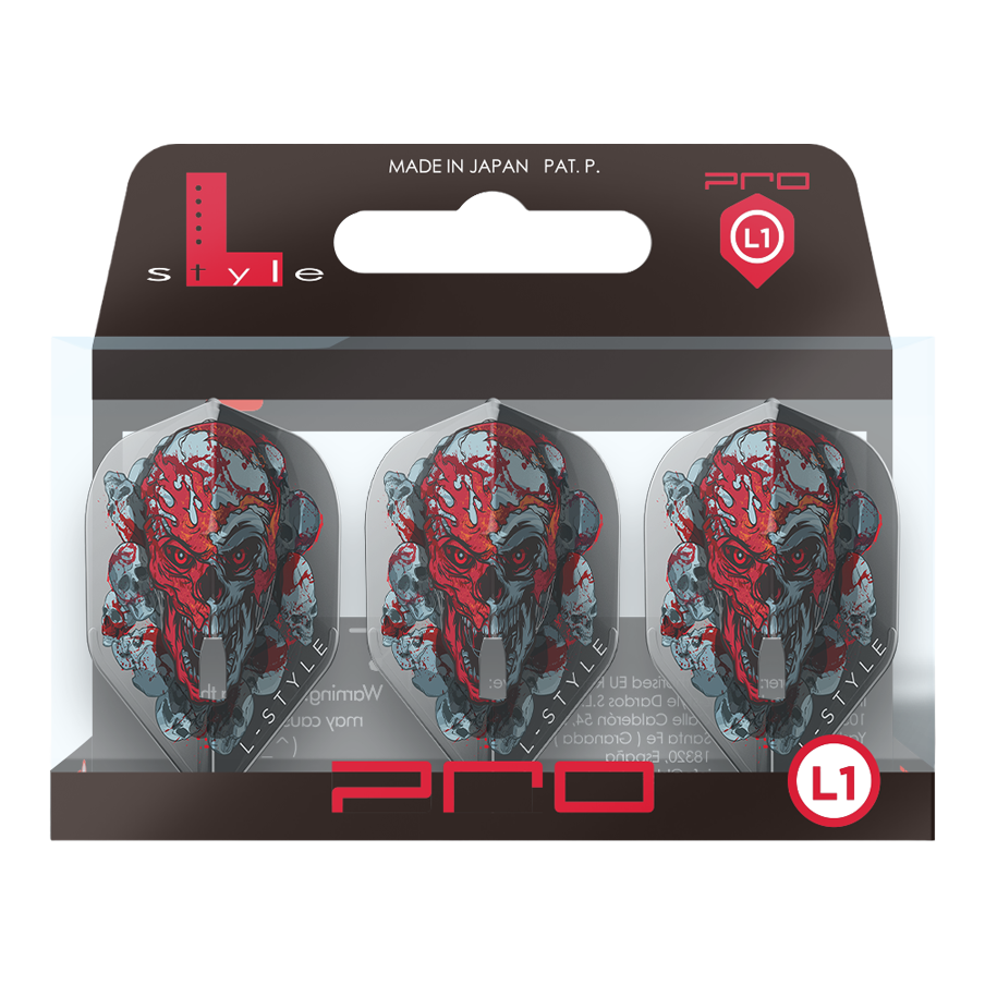 L-Style Ryan Searle Signature V4 Clear Black L1PRO Flights werden gezeigt. Die schwarzen Flights unterstreichen das moderne Design.