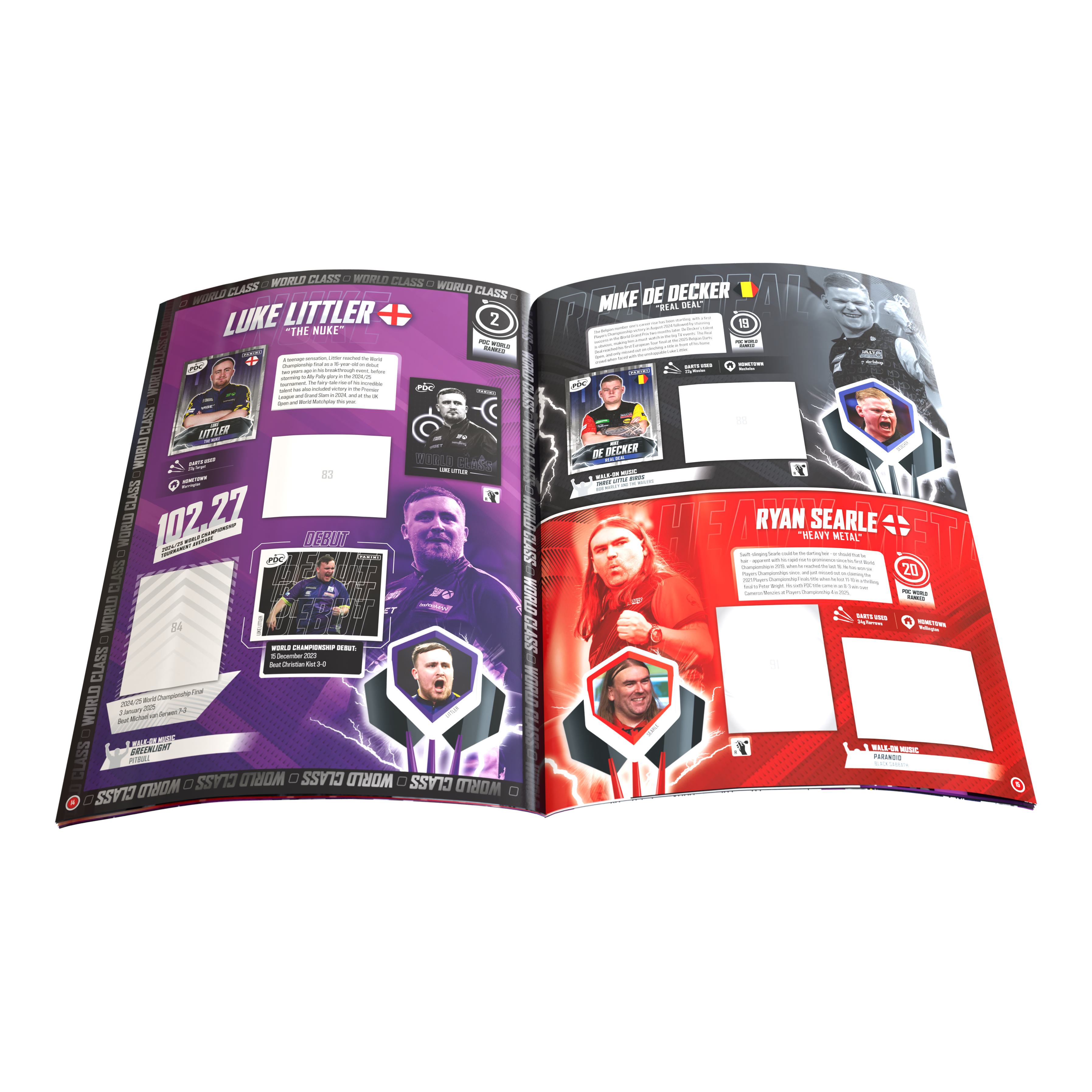 Panini PDC World Darts Championship 2025/26 - Official Sticker Softcover Collector's Album Das Bild präsentiert das Panini PDC World Darts Championship 2025/26 Sticker Softcover Sammelalbum. Mit diesem Album können Fans Sticker der Dart-Weltmeisterschaft sammeln und ordnen.