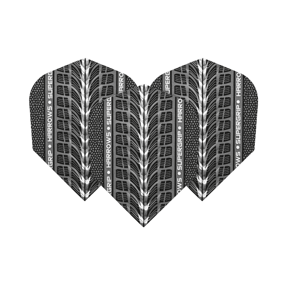 Harrows Supergrip White No6 Flights Harrows Supergrip Weiß No6 Flights sind abgebildet. Das Bild zeigt weiße Dart-Flights der Marke Harrows.