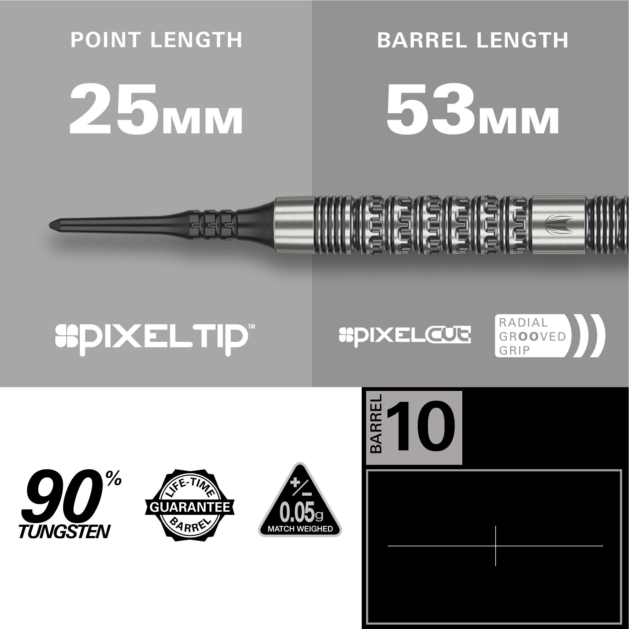 Target Redux 10 soft darts - 18g Gezeigt wird das Produkt Target Redux 10 Softdarts - 18g. Die Softdarts sind als Set zu sehen.