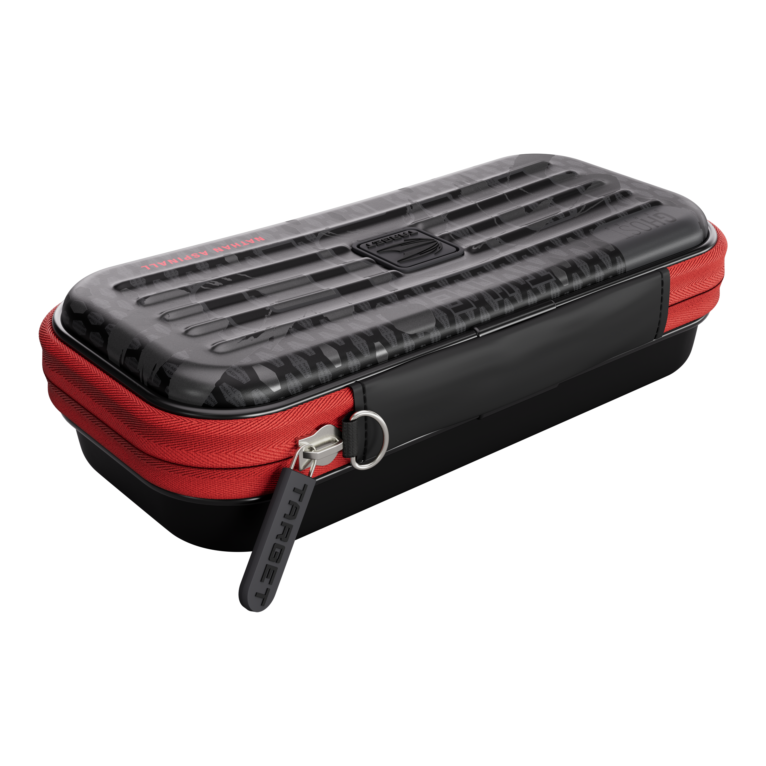 Takoma Ghost Series Nathan Aspinall dart case Das Bild zeigt das Takoma Ghost Series Nathan Aspinall Dartcase. Es handelt sich um ein spezielles Dartcase für Profispieler.