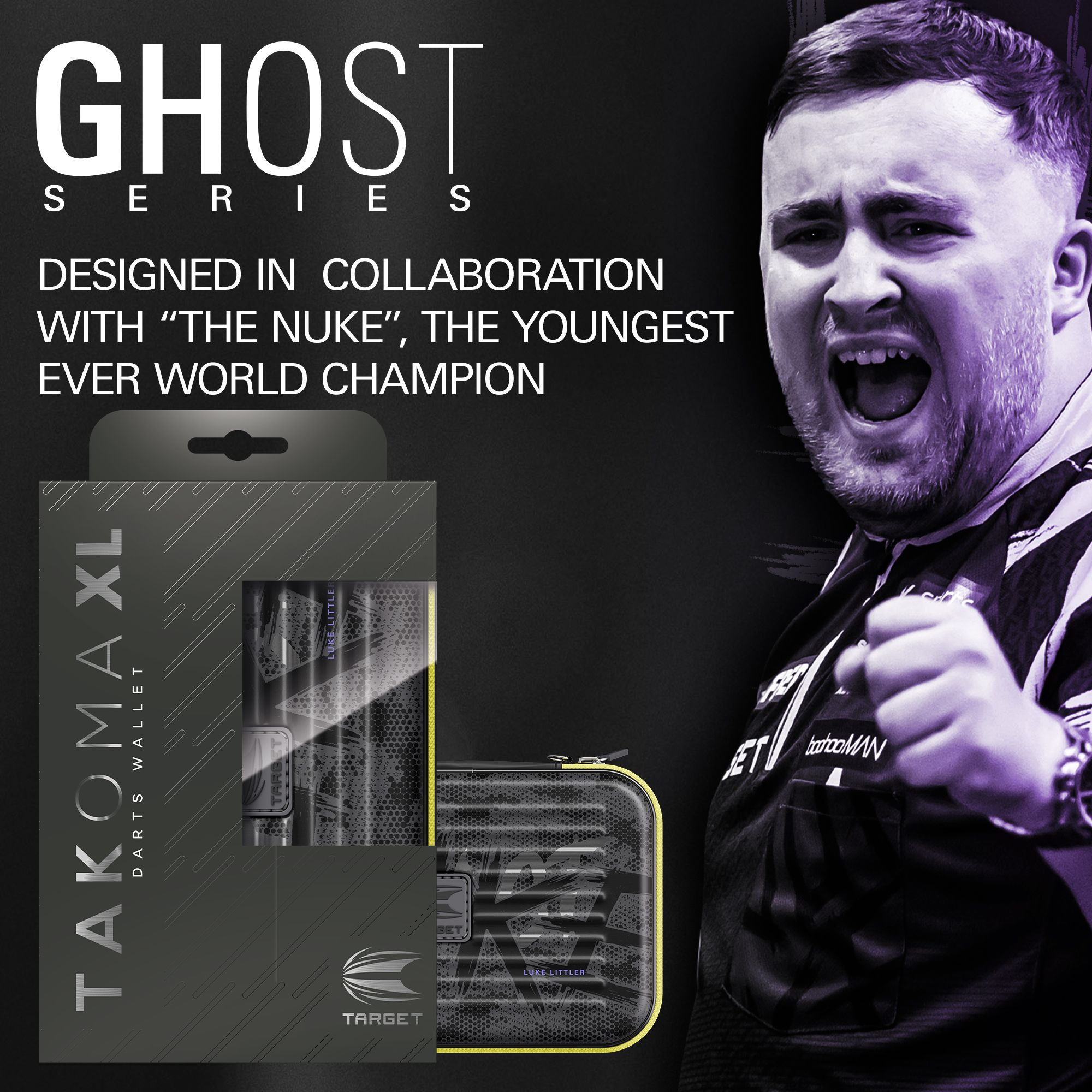 Takoma XL Ghost Series Luke Littler dart case Zu sehen ist das Takoma XL Ghost Series Luke Littler Dartcase. Das Dartcase ist modern gestaltet und dient zur Aufbewahrung von Darts.