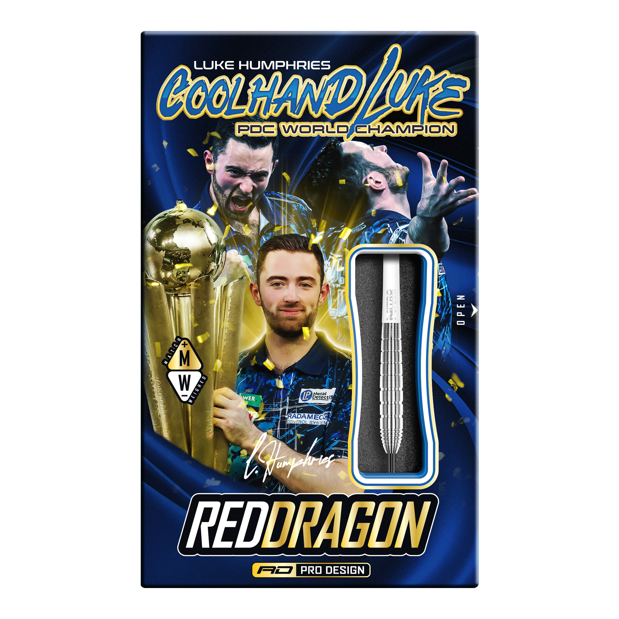 Red Dragon Luke Humphries TX1 Pioneer steel darts Die Abbildung zeigt die Red Dragon Luke Humphries TX1 Pioneer Steeldarts. Es handelt sich um hochwertige Steeldarts für professionelle Dartspieler.