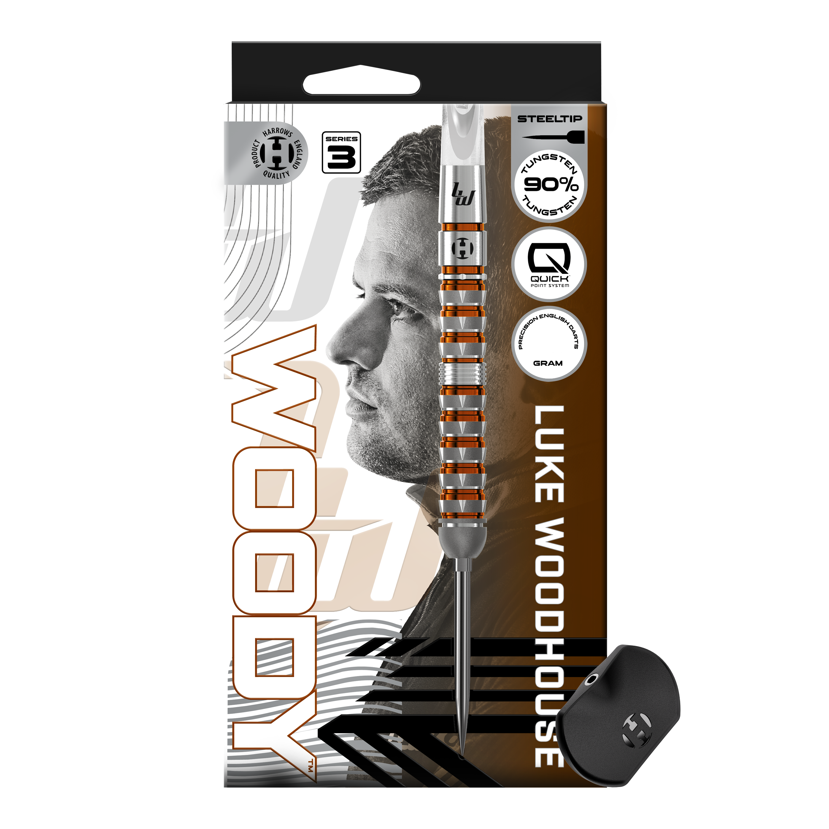 Harrow's Luke Woodhouse Series 3 Quick Point Steel Darts Abgebildet sind die Harrows Luke Woodhouse Series 3 Quick Point Steeldarts. Diese Pfeile eignen sich besonders für Profis und Fortgeschrittene.
