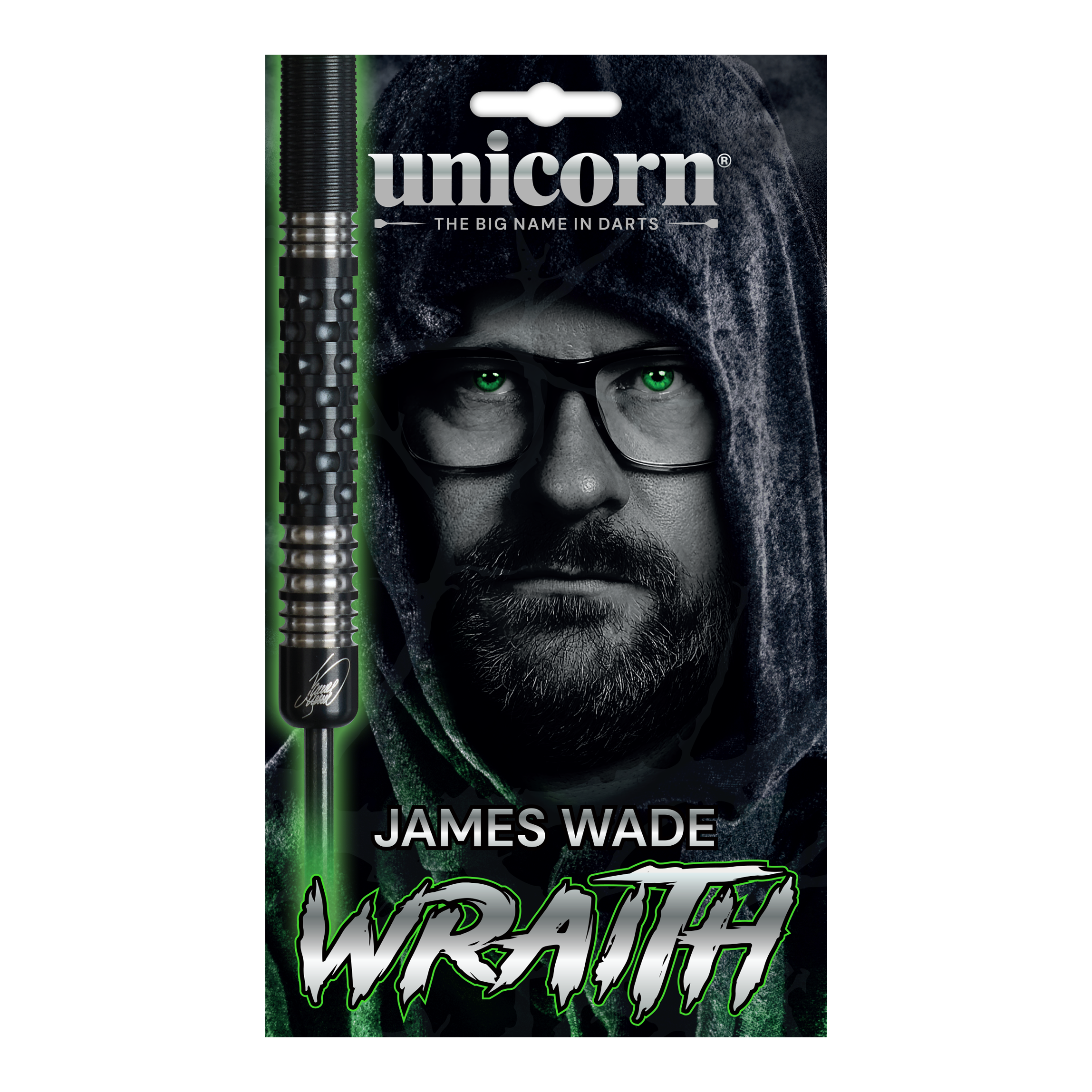 Unicorn Wraith James Wade steel darts Die Abbildung zeigt die Unicorn Wraith James Wade Steeldarts. Die Darts sind für Präzisionswürfe im Dartsport konzipiert.