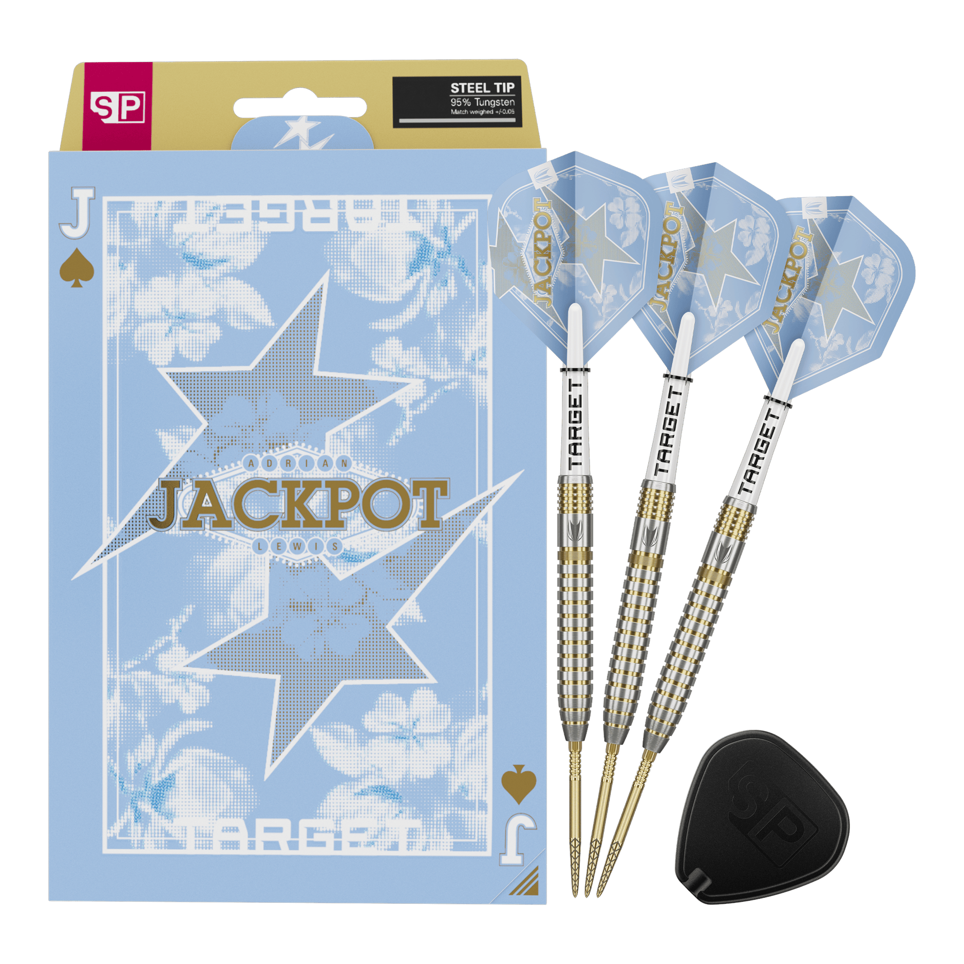 Target Adrian Lewis Showdown Swiss Points Steeldarts Das Bild zeigt die Target Adrian Lewis Showdown Swiss Points Steeldarts. Die Darts sind für professionelle Spieler geeignet.
