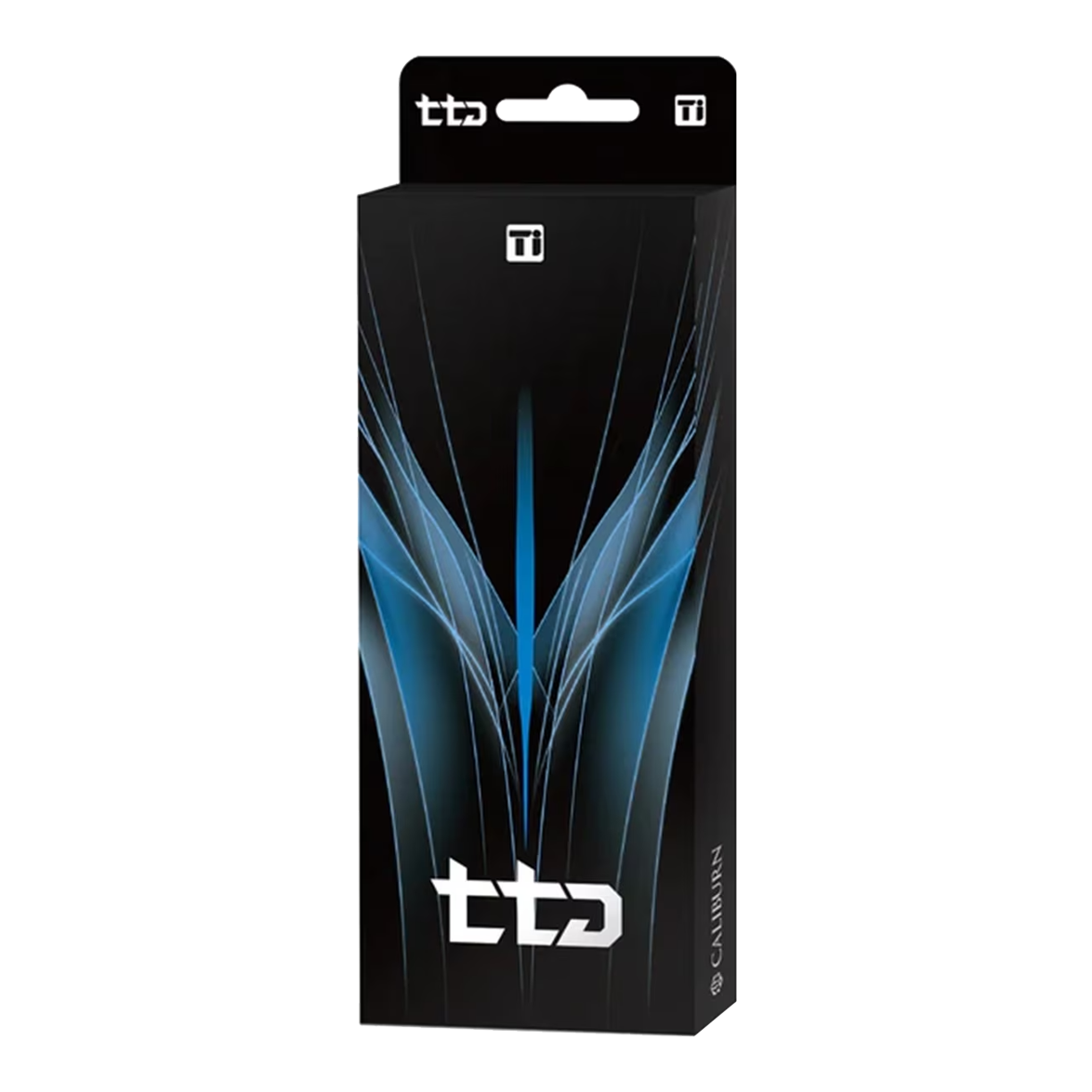 Hier sind die Caliburn TTD Complete Titanium T3 Black Steeldarts, 7g, abgebildet. Das Produkt besticht durch ein elegantes, schwarzes Finish.