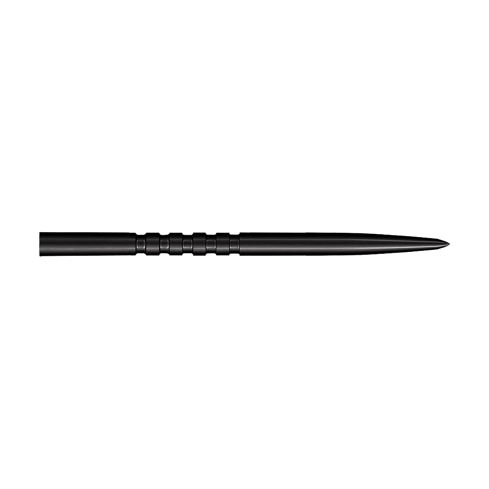Shot Grip Point steel dart tips - Black Auf diesem Bild sind schwarze Steeldartspitzen zu sehen. Das Modell Grip Point hat eine Länge von 45 mm.