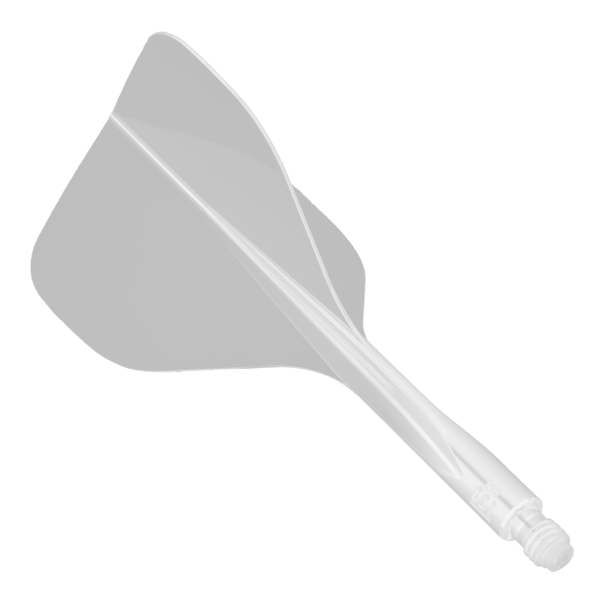 Condor Axe 120 Flight-System Transparent - Standard Das Bild zeigt das Produkt "Condor Axe 120 Flight-System Transparent - Standard". Es handelt sich um ein transparentes Dart-Flight-System in Standardform.