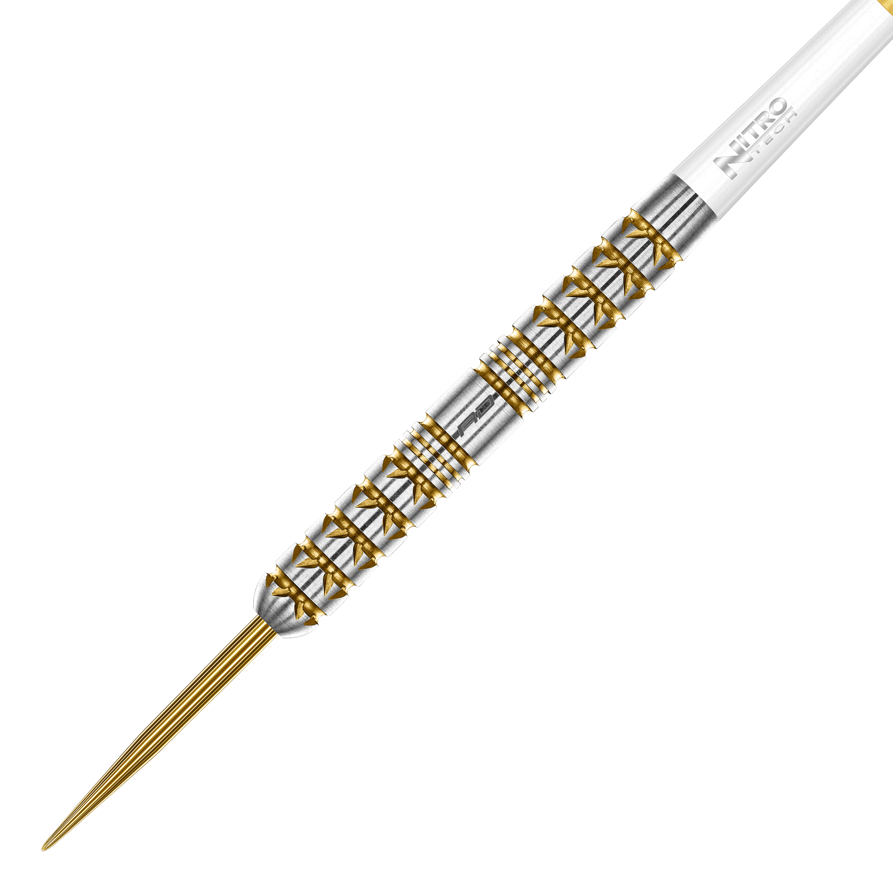 Red Dragon Paradym Gold Parallel Steeldarts sind auf dem Bild zu sehen. Die Steeldarts haben ein elegantes, gerades Design und eine goldene Farbgebung.