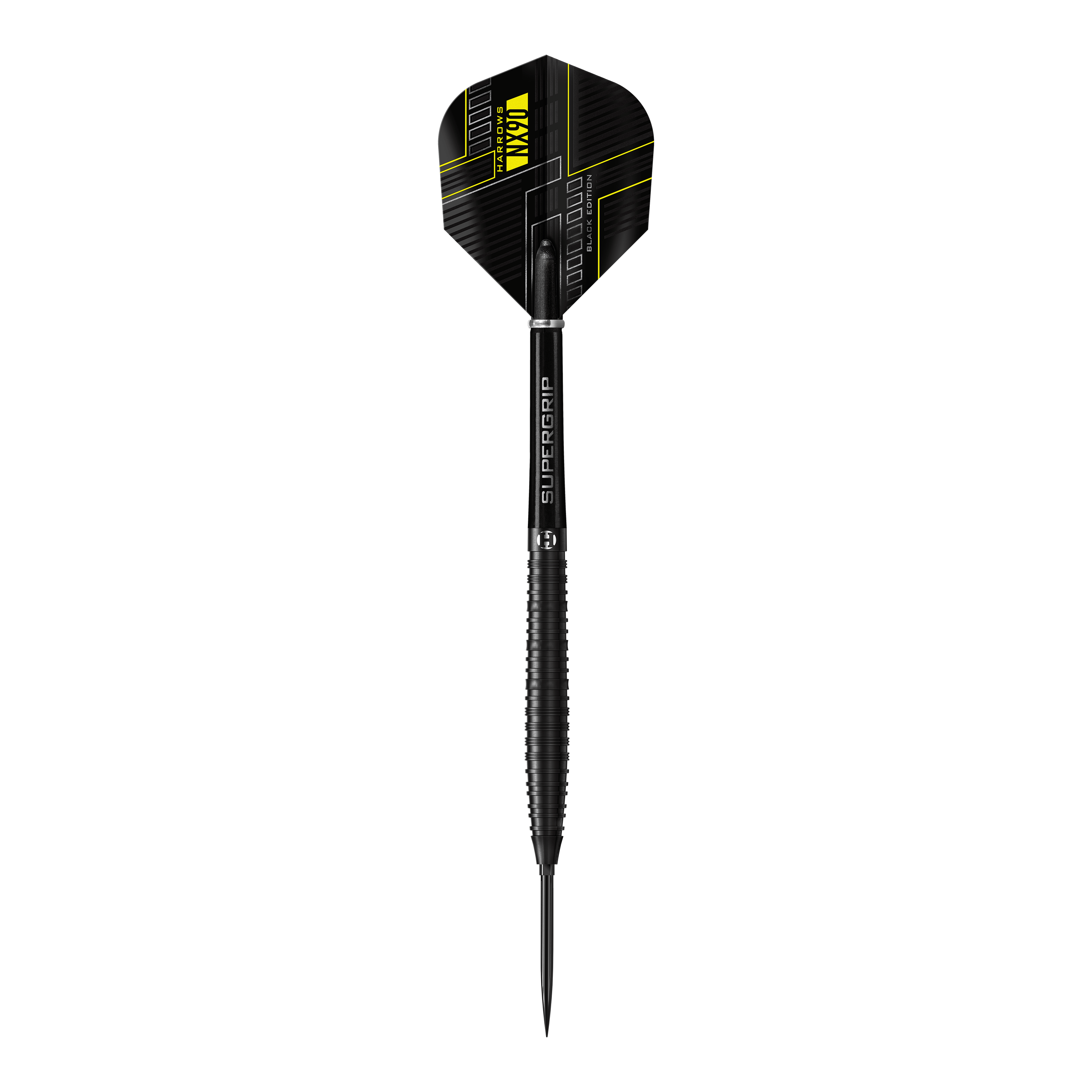 Harrows NX90 Black Edition Tapered Quick Point Steel Darts Das Bild zeigt die Harrows NX90 Black Edition Tapered Quick Point Steeldarts. Abgebildet ist das Produkt aus nächster Nähe.