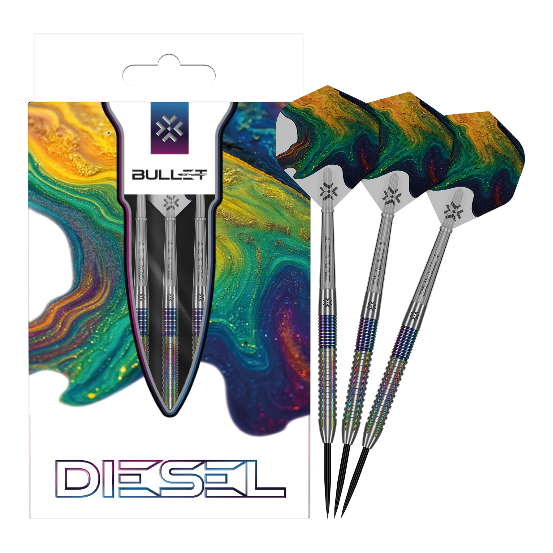 Bullet Diesel V2 steel darts Dies ist ein Bild der Bullet Diesel V2 Steel Darts. Die Darts sind für den Einsatz beim Steeldart geeignet.