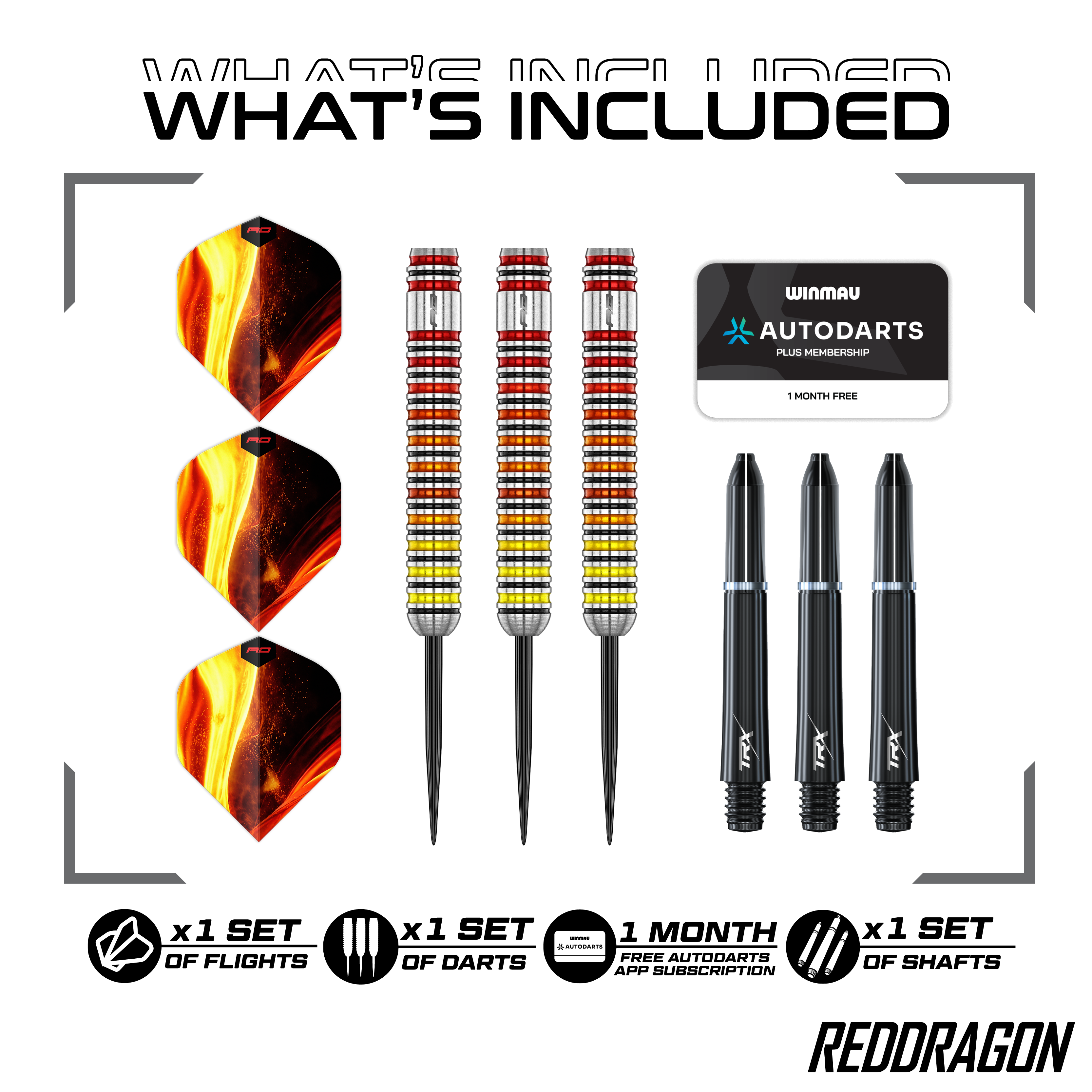 Dies ist ein Red Dragon Furnace Steeldart. Der Dartpfeil wird für Präzision und Stabilität beim Spielen verwendet.