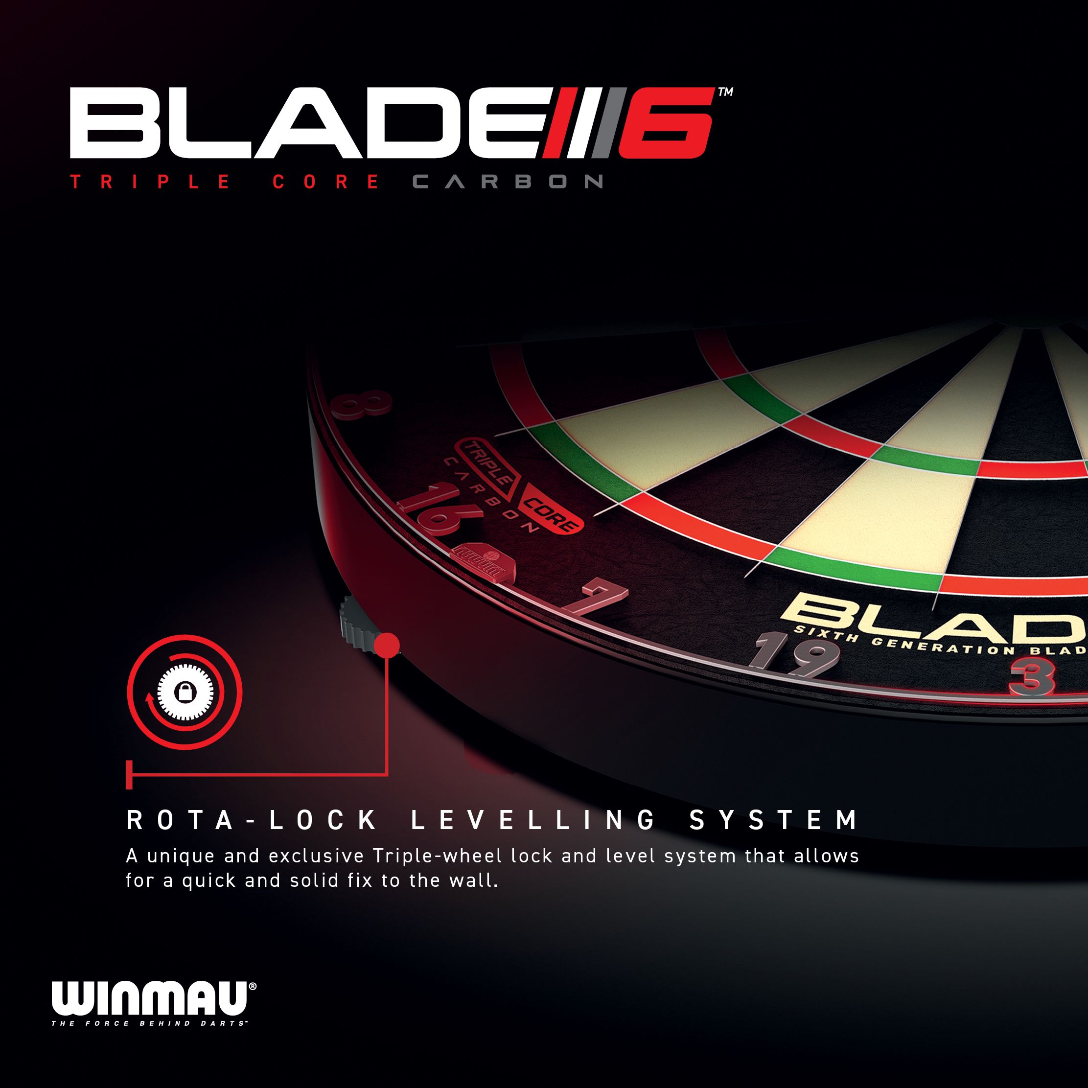 Winmau Blade 6 Triple Core Set with PDC Surround and 2 sets of darts Dieses Bild zeigt das Winmau Blade 6 Triple Core Set mit PDC Surround und 2 Sets Darts. Das komplette Set eignet sich ideal für Anfänger und Profis.
