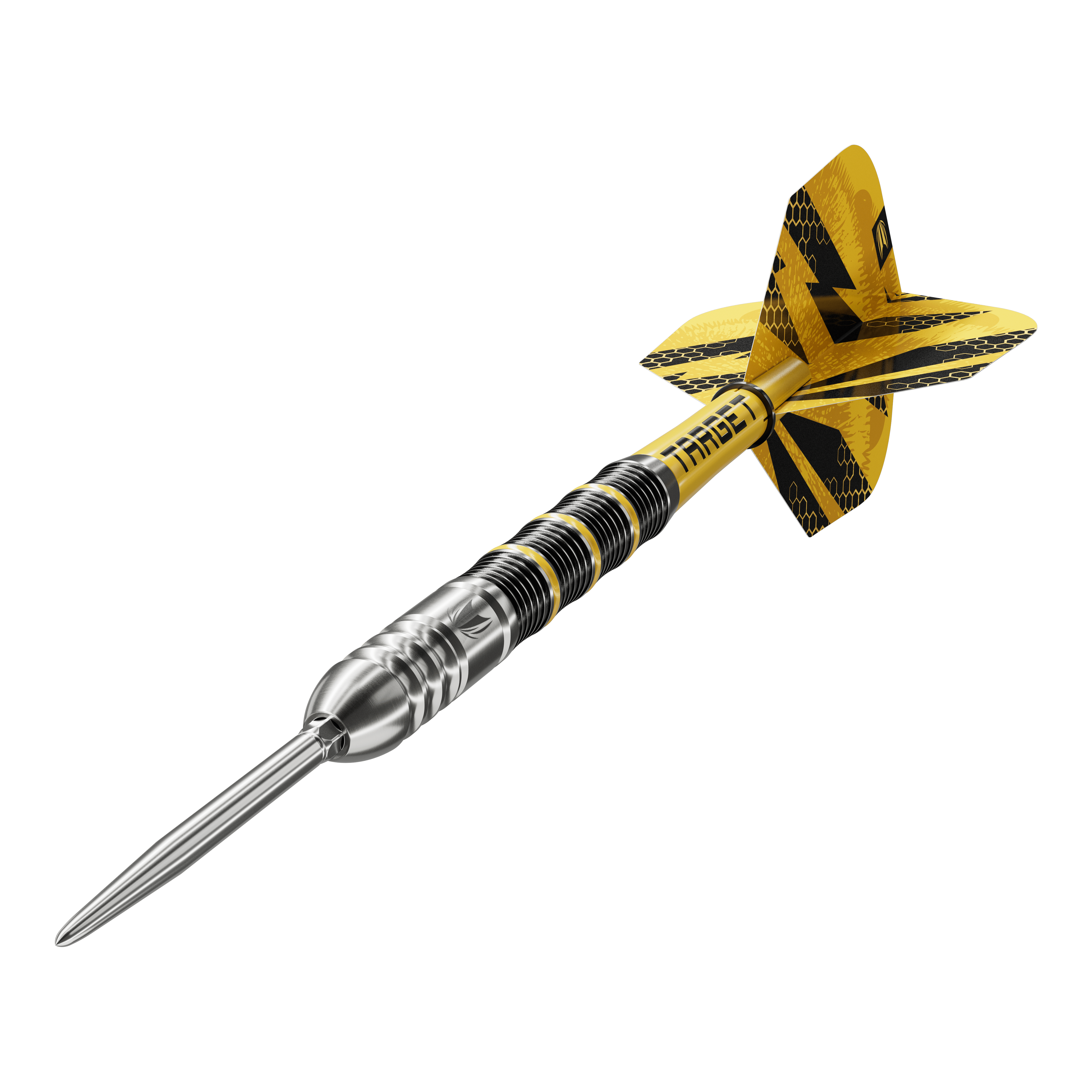 Target Buzz 02 Swiss Points steel darts Das Bild zeigt die Target Buzz 02 Swiss Points Steeldarts. Die Steeldarts sind aus nächster Nähe aufgenommen.